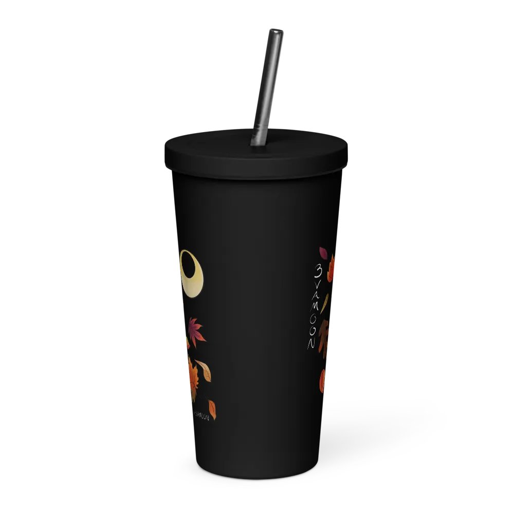 Autumn Leaves Moon Tumbler with straw product image (2)