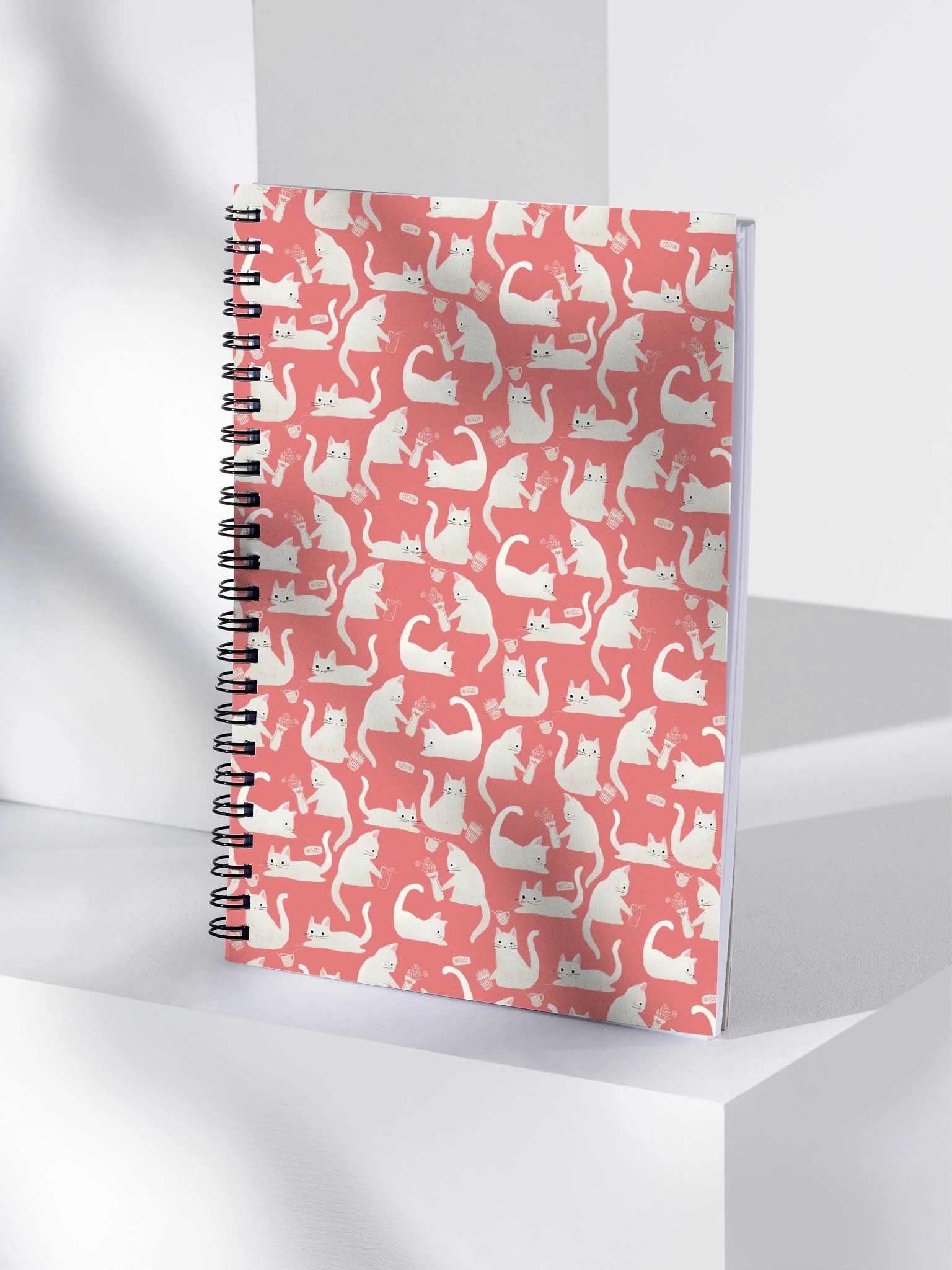 Bad Cats Knocking Stuff Over Pattern Notebook, Pink product image (4)