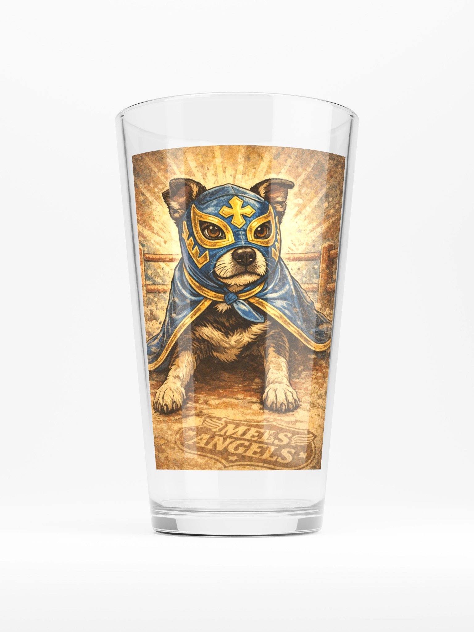 Defensor de la Casa Luchador Dog Pint Glass – Guard Dog Beer Glass | 16oz Bar Glass for Dog Owners | Mel’s Angels product image (4)