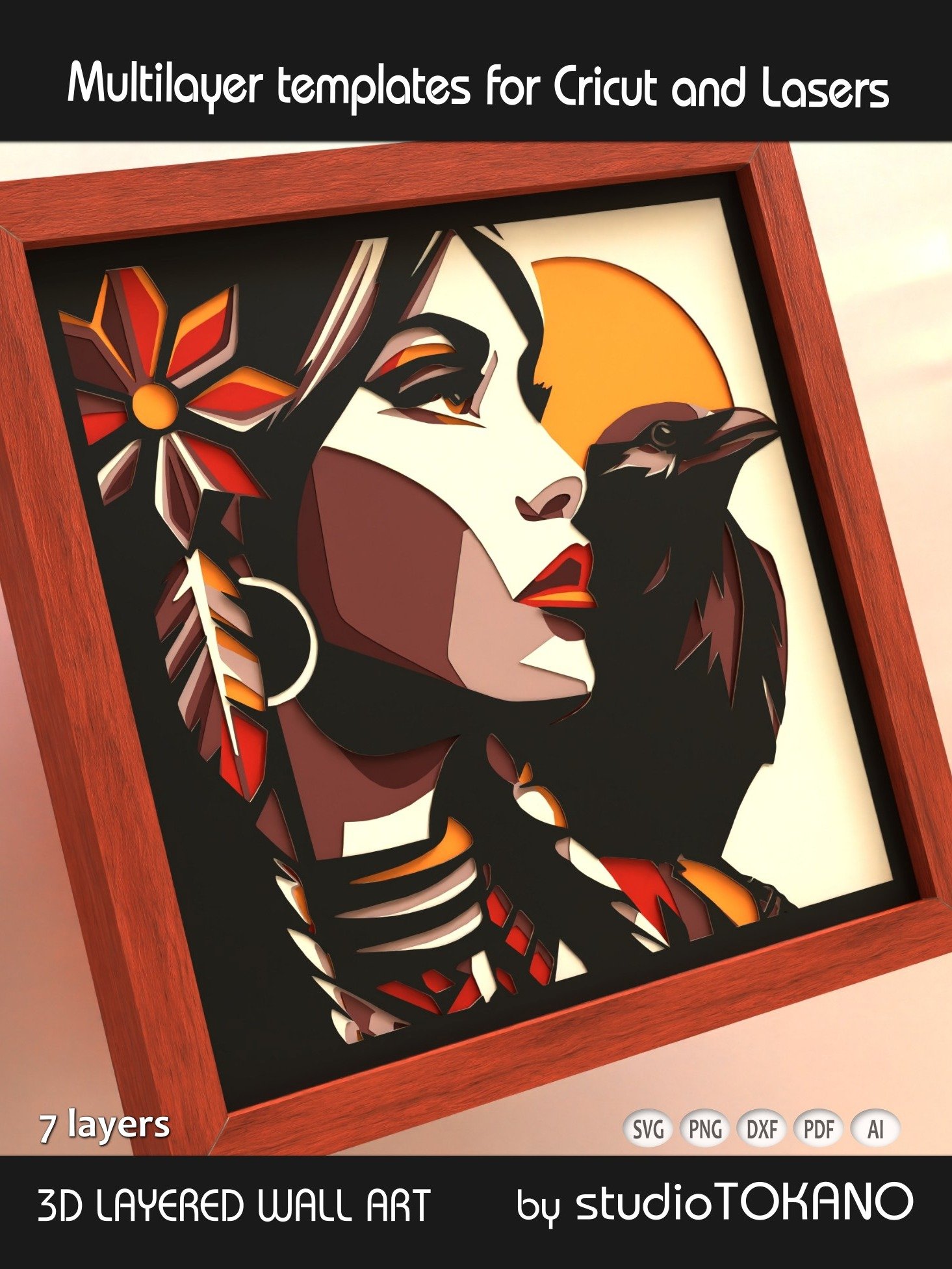 Raven Girl 3D layered svg for Cricut product image (3)