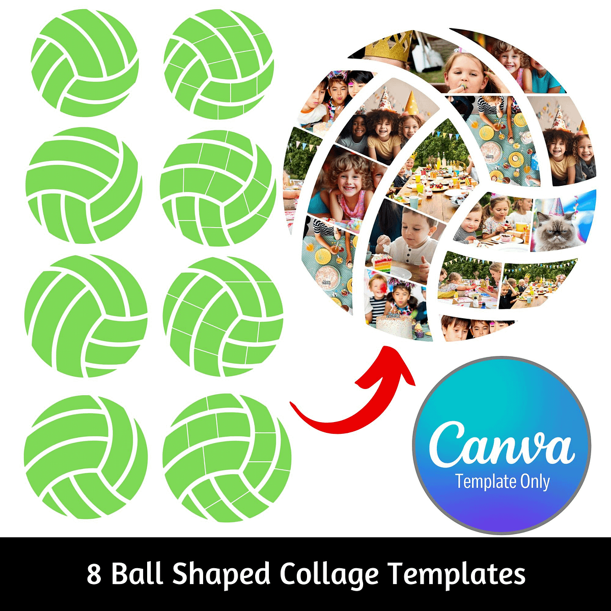 8 Ball-Shaped Frames Canva Templates | auseller