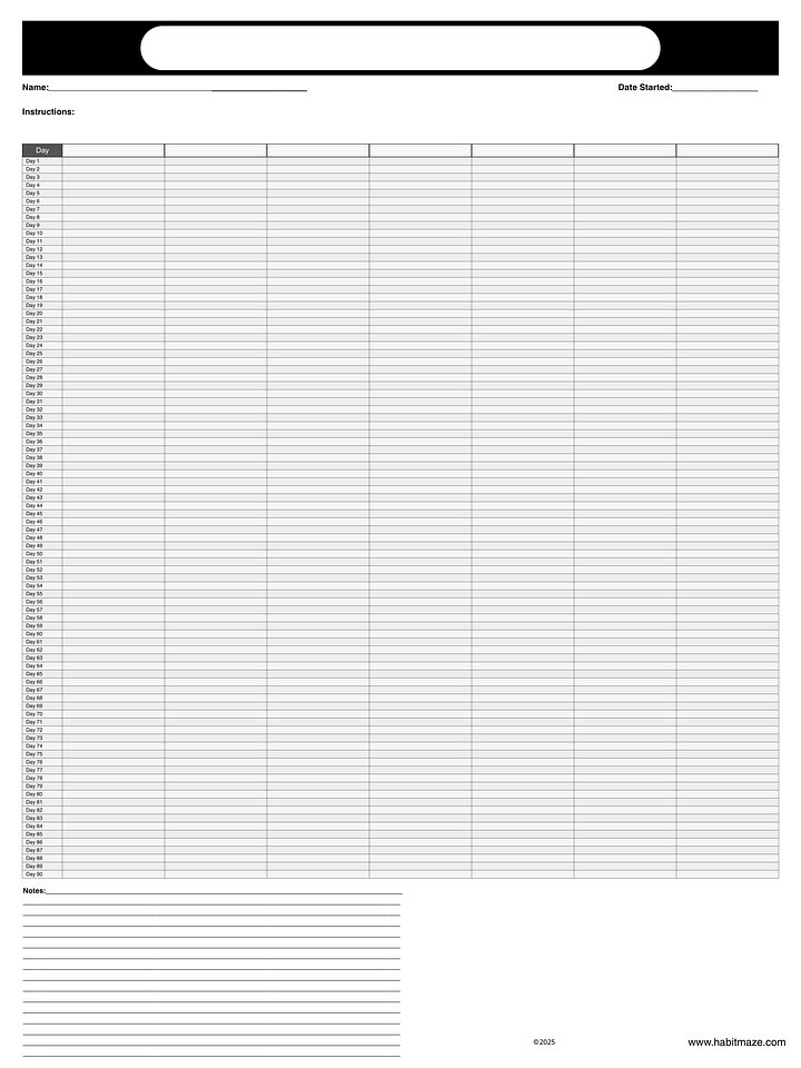 90 Day Blank Planner With 7 Columns and Notes product image (1)