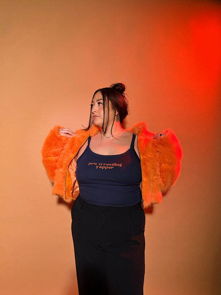 Pro Wrestling Yapper Micro Ribbed Tank Top (Tangerine Font) product image (6)