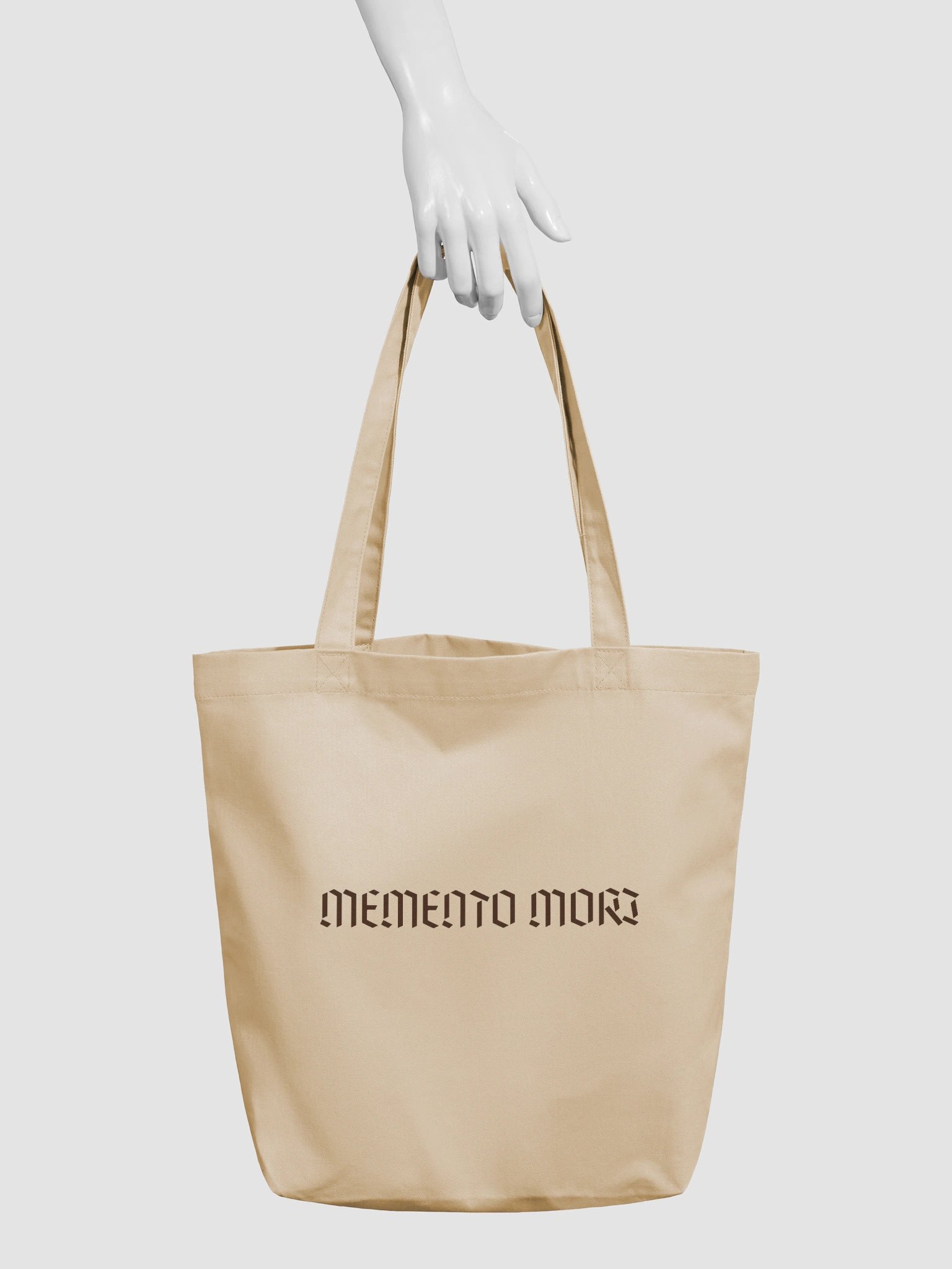 Memento Mori Brown Font Organic Cotton Tote product image (3)