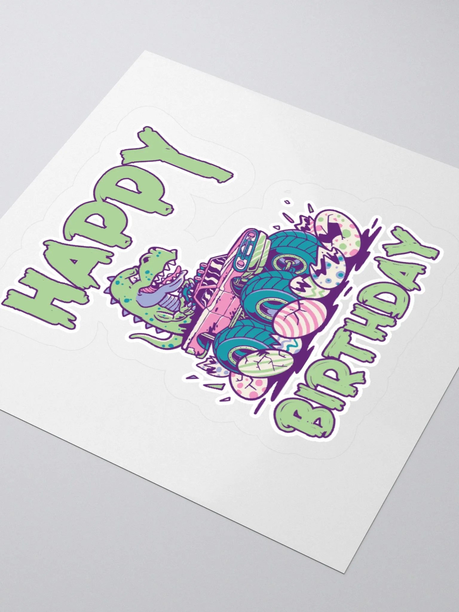 Happy Birthday (Dinosaur Monster Truck) Sticker product image (3)
