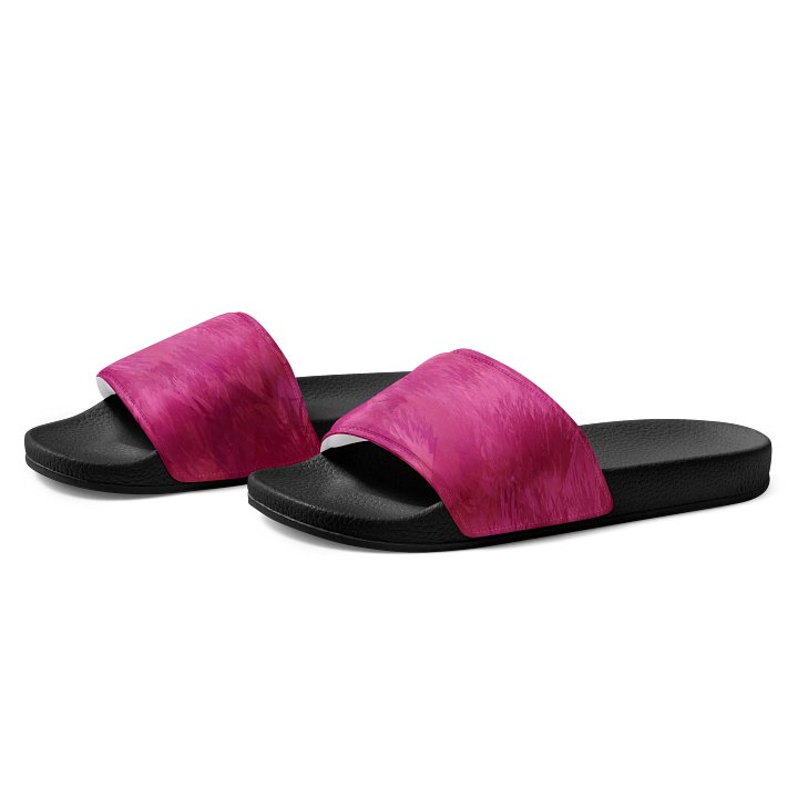 Fuscia Pink Brushstrokes Women's Slides product image (1)