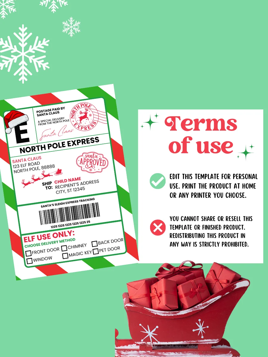 SANTA EDITABLE SHIPPING LABEL product image (10)
