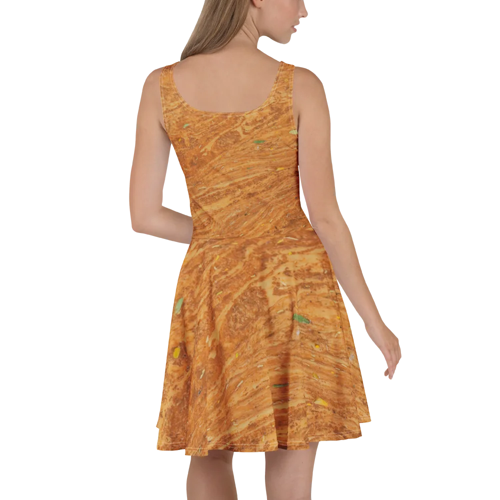 Terracotta Tea: All-Over Print Warm Rust & Leaf Fit-and-Flare Dress product image (4)
