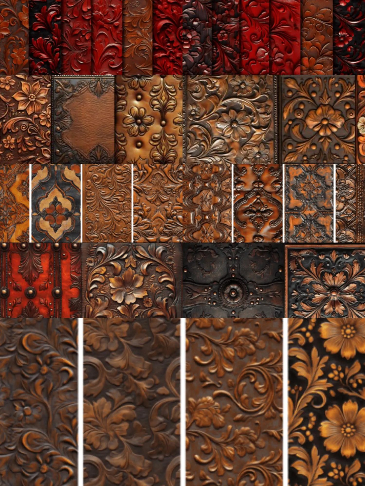 Tooled Leather Digital Paper Western Leather Textures product image (6)
