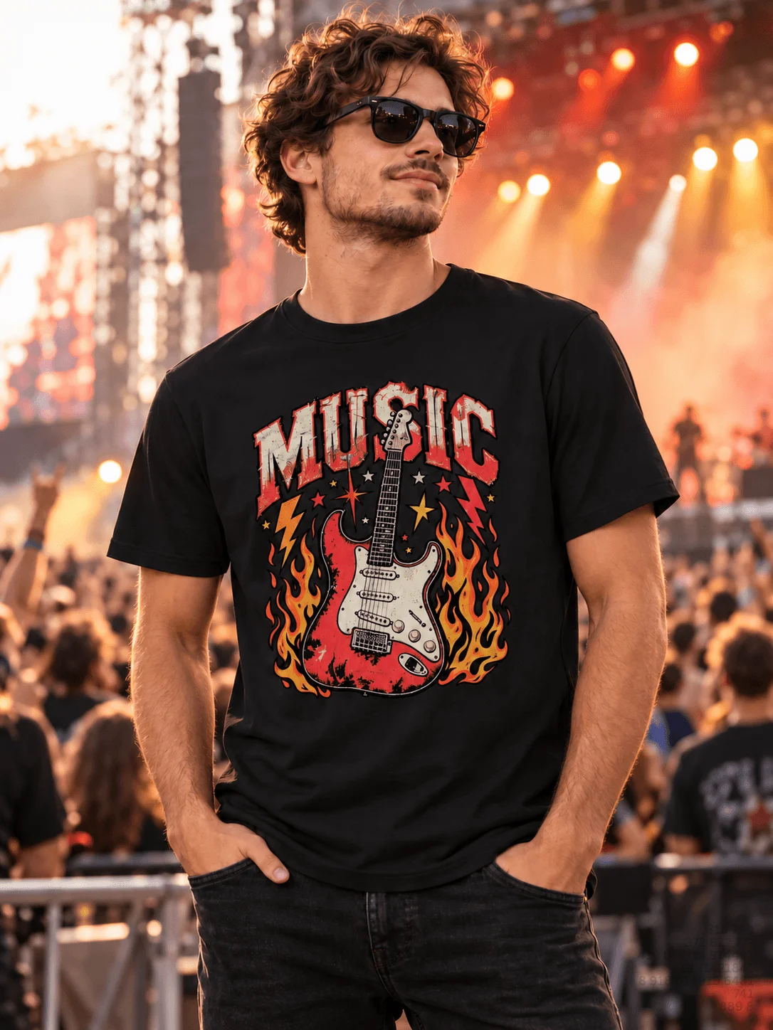 Live Music Guitar Retro Concert T-Shirt product image (44)