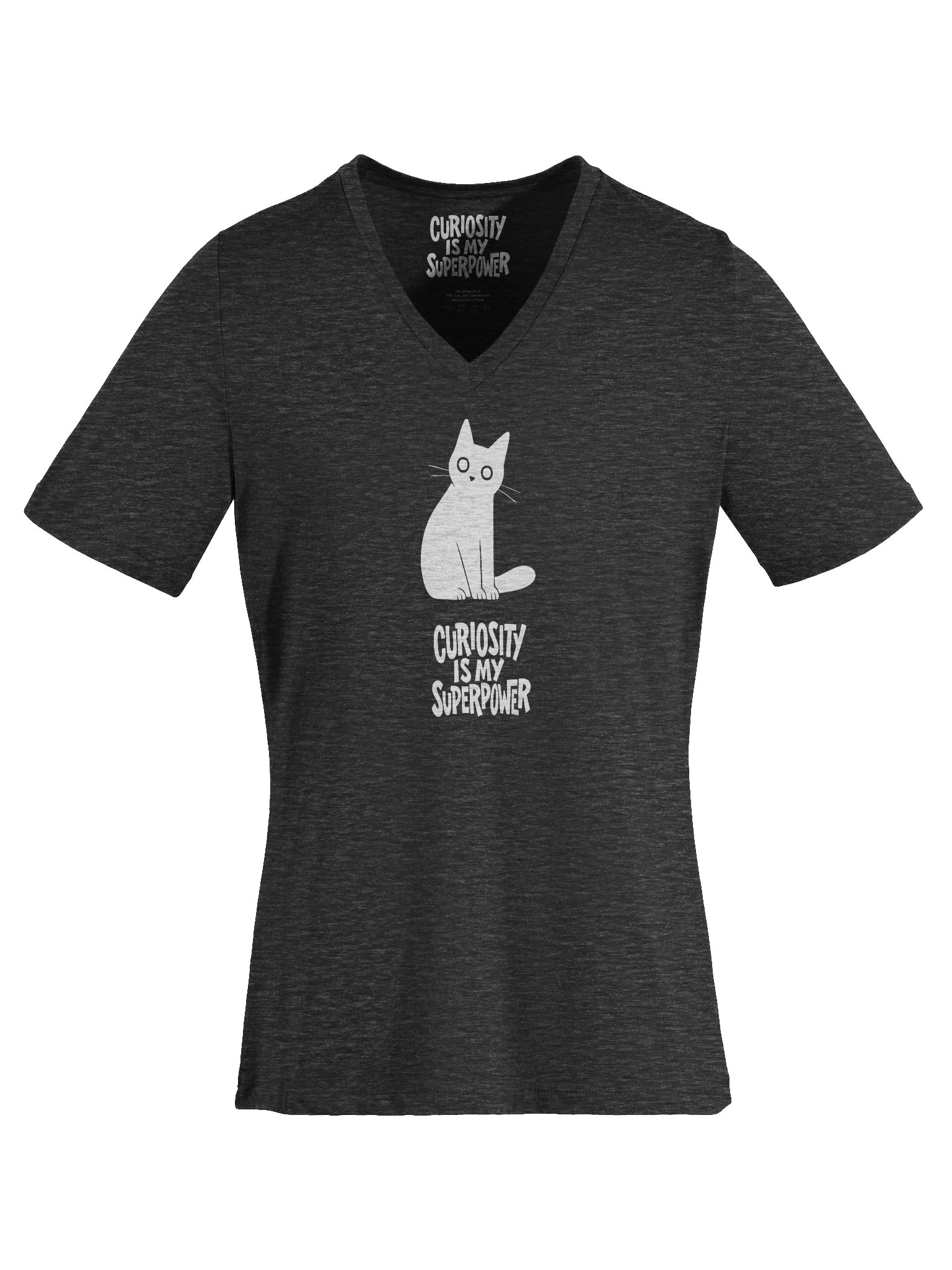 Curiosity Is My Superpower Cat V-Neck T-Shirt product image (4)