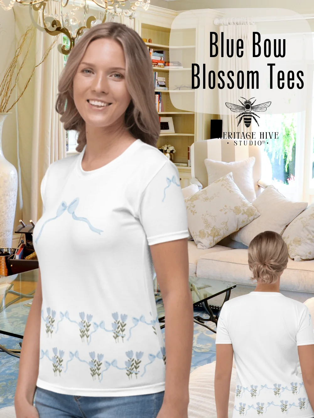 Blue Ribbon Blossom White Tee product image (1)