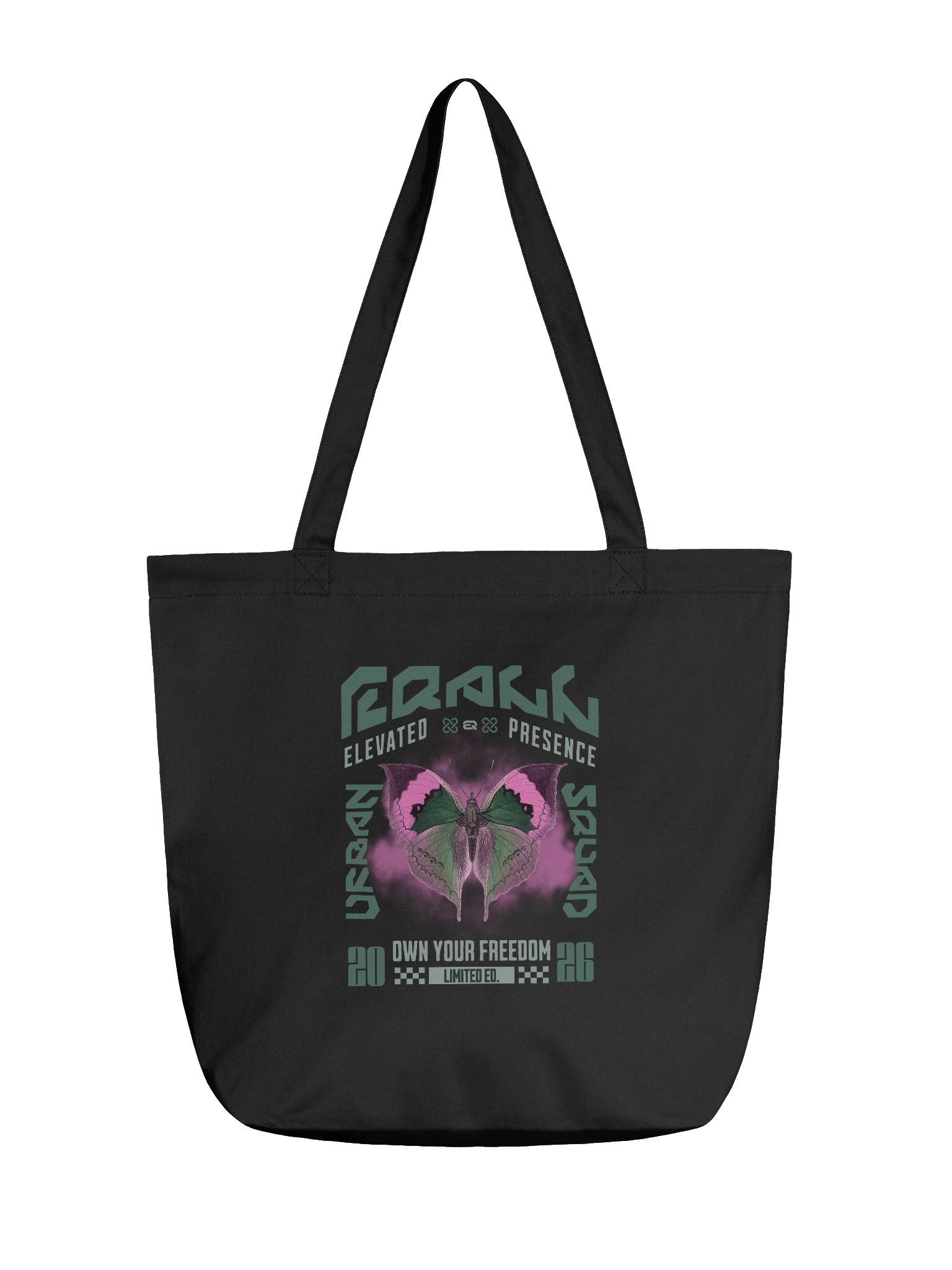 Urban Butterfly R3CVR.i Vibes ECO Tote-bag by EQALL® Originals_Green / Cyclamen product image (1)