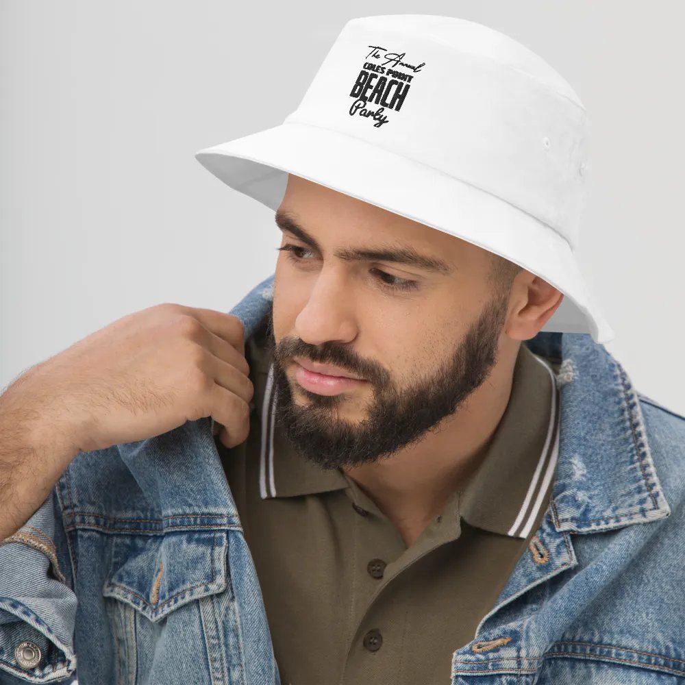 Coles Point Beach Party Embroidered Bucket Hat - Black Text product image (11)