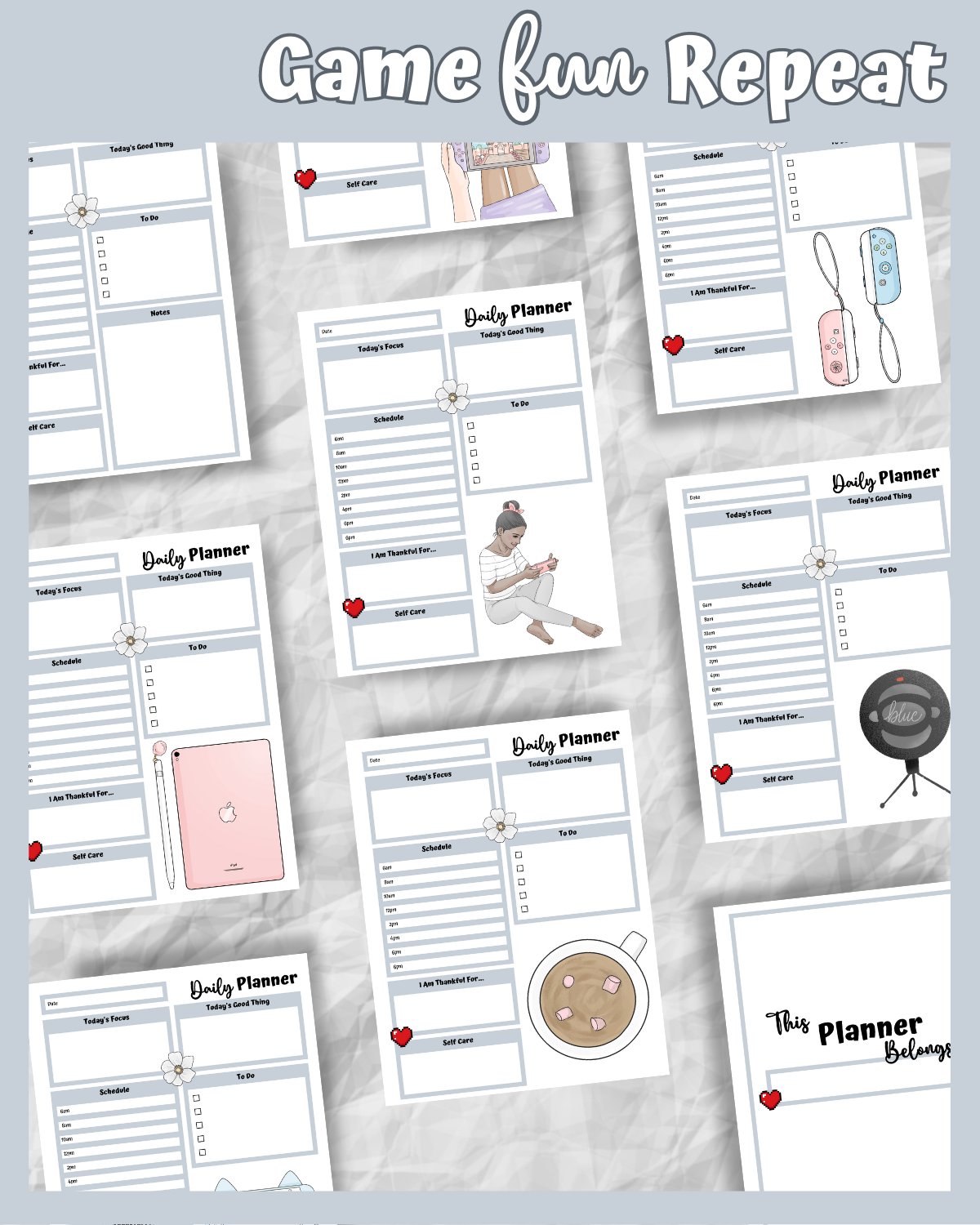 Grey Printable Planner - Gamer Themed product image (6)
