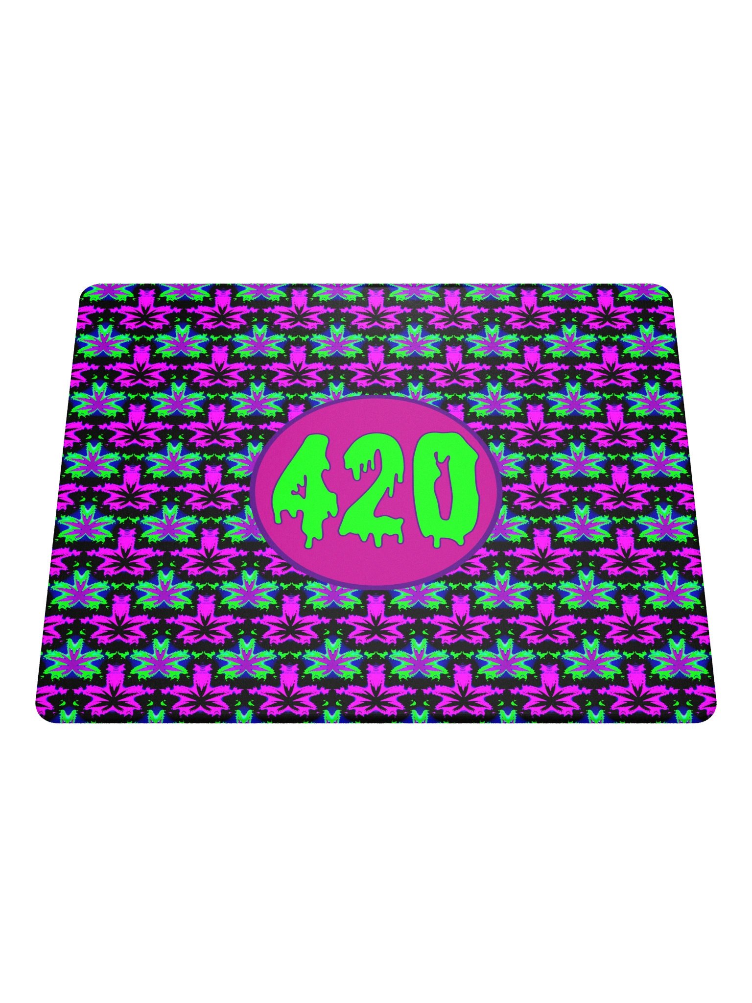 420 Stoner Gaming Mouse Pad, Cannabis Desk Mat, Pot Leaf Neon Gamer Room Decor, Creepy Weed Computer Game Accessory, Marijuana PC Deskpad product image (3)