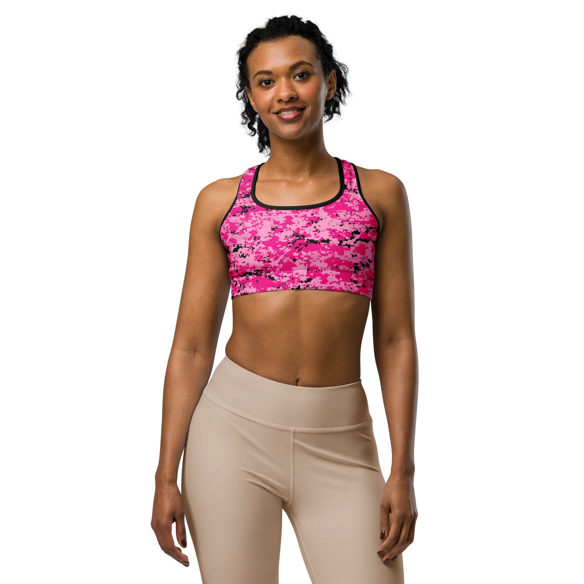 Pixel Pink Camo Custom Sports Bra product image (1)