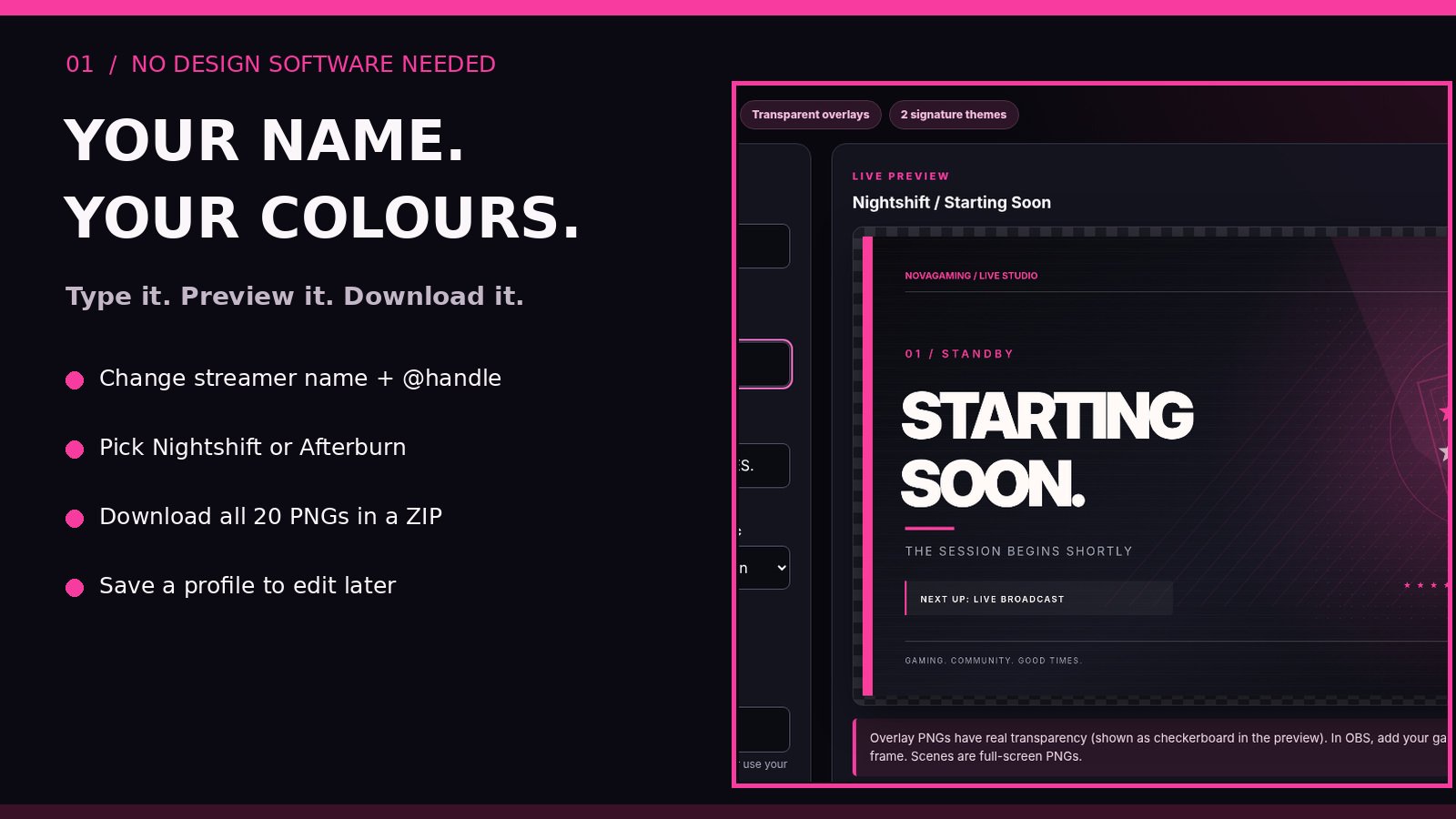 SSS Streamer Starter Pack — Customisable OBS Overlays & Transitions product image (2)