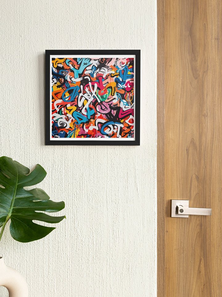 Colorful Abstract Graffiti Wall Art, Modern Urban Street Art Canvas, Bold Typographic Graffiti Artwork, Statement Piece for Home Decor product image (2)