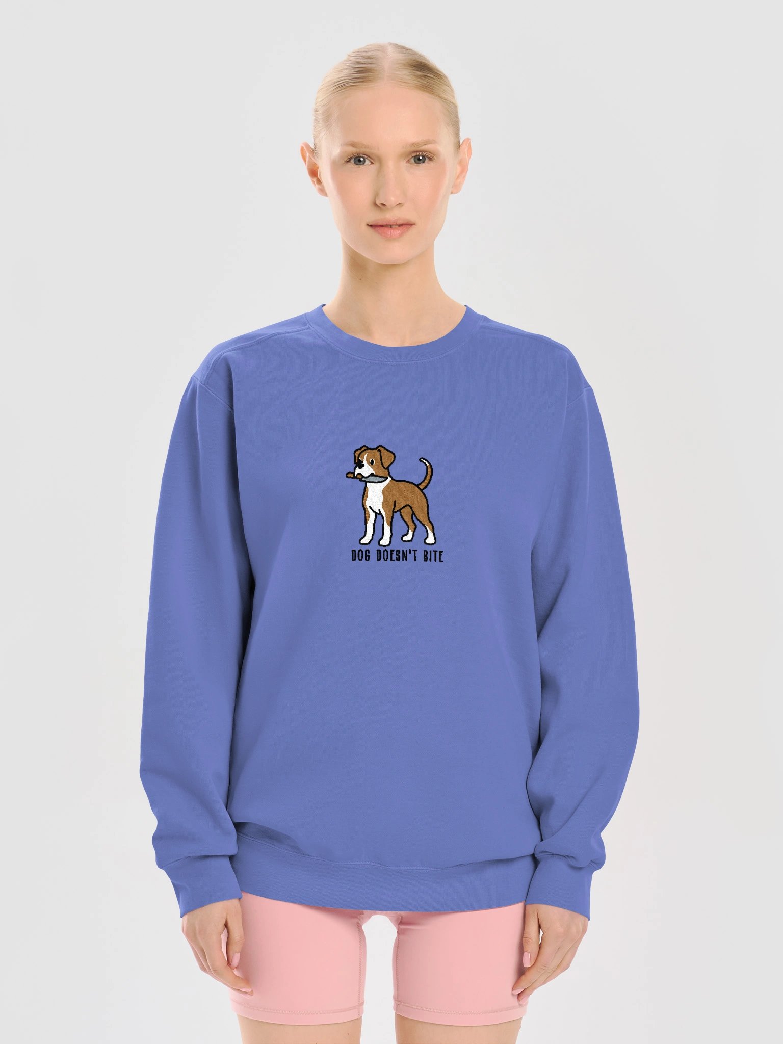 Dog Doesn't Bite Funny Chibi-Style Embroidered Premium Sweatshirt for Boxer(Tan) Owners product image (13)