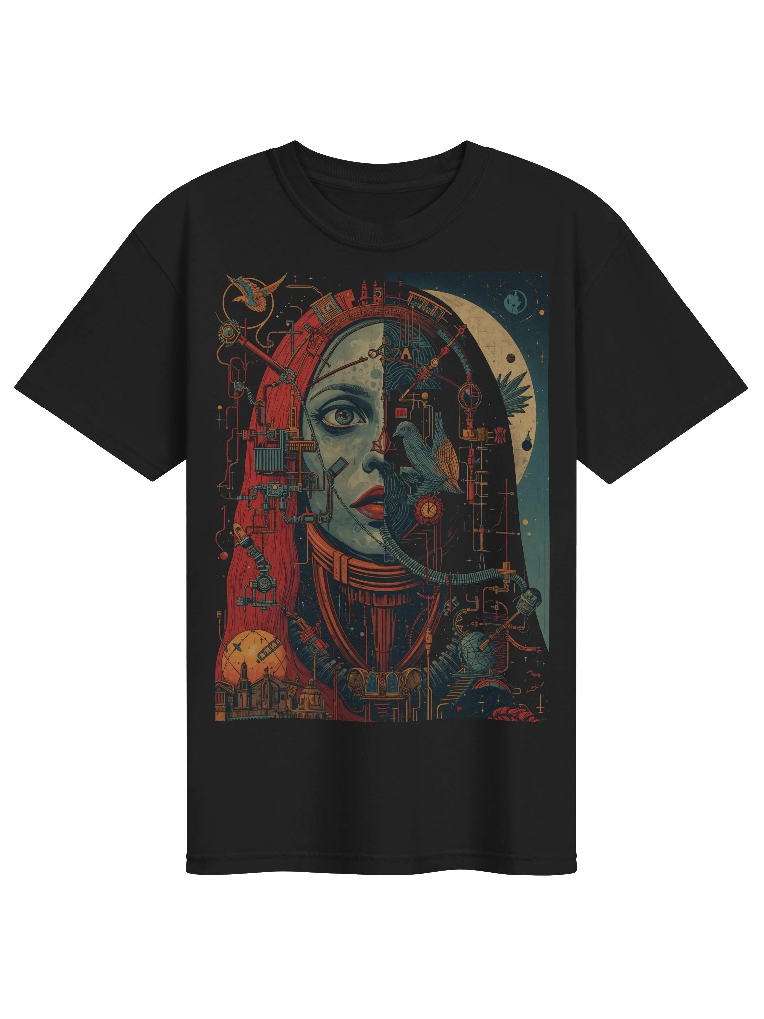 Mechanical vs. Celestial Split-Face Heavyweight T-Shirt product image (1)