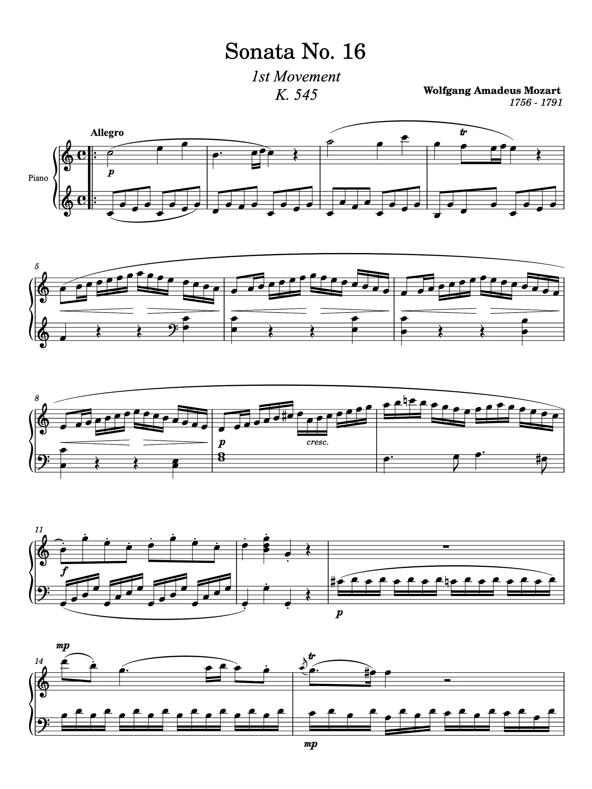 Piano Sonata No. 16 in C Major, K. 545: I. Allegro product image (1)