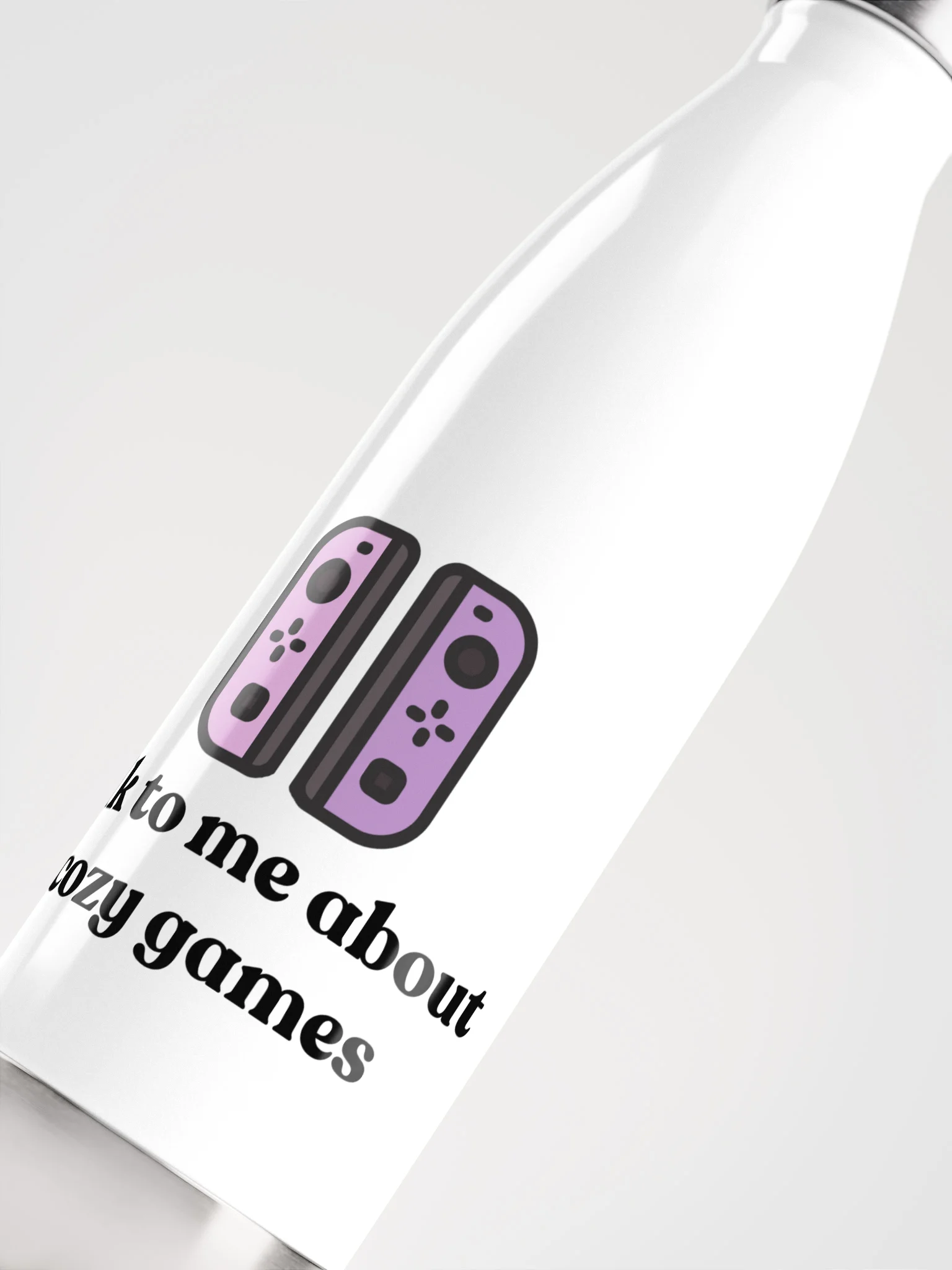 Talk to me about cosy games water bottle, white product image (5)