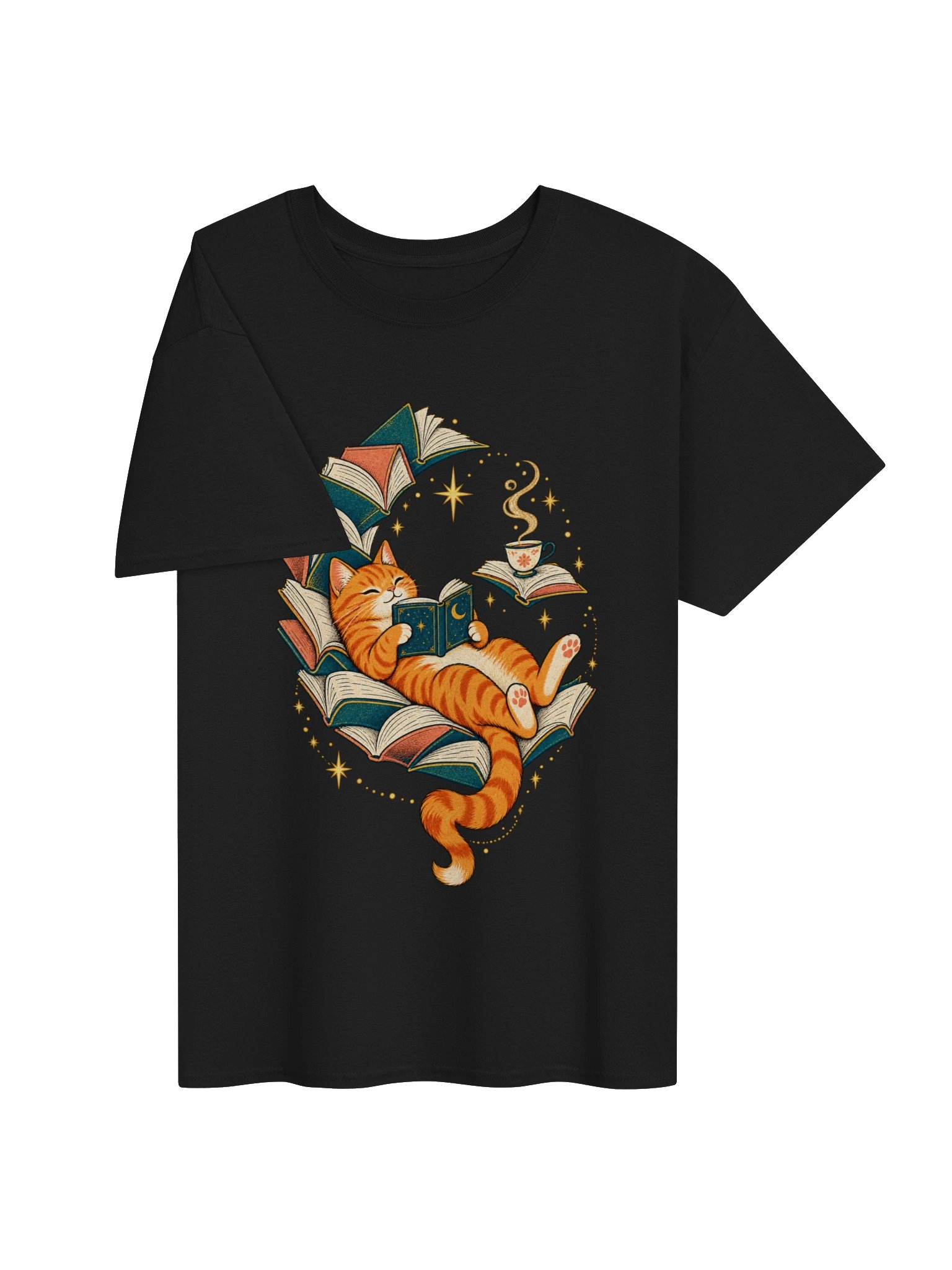 cozy reading cat shirt view 3