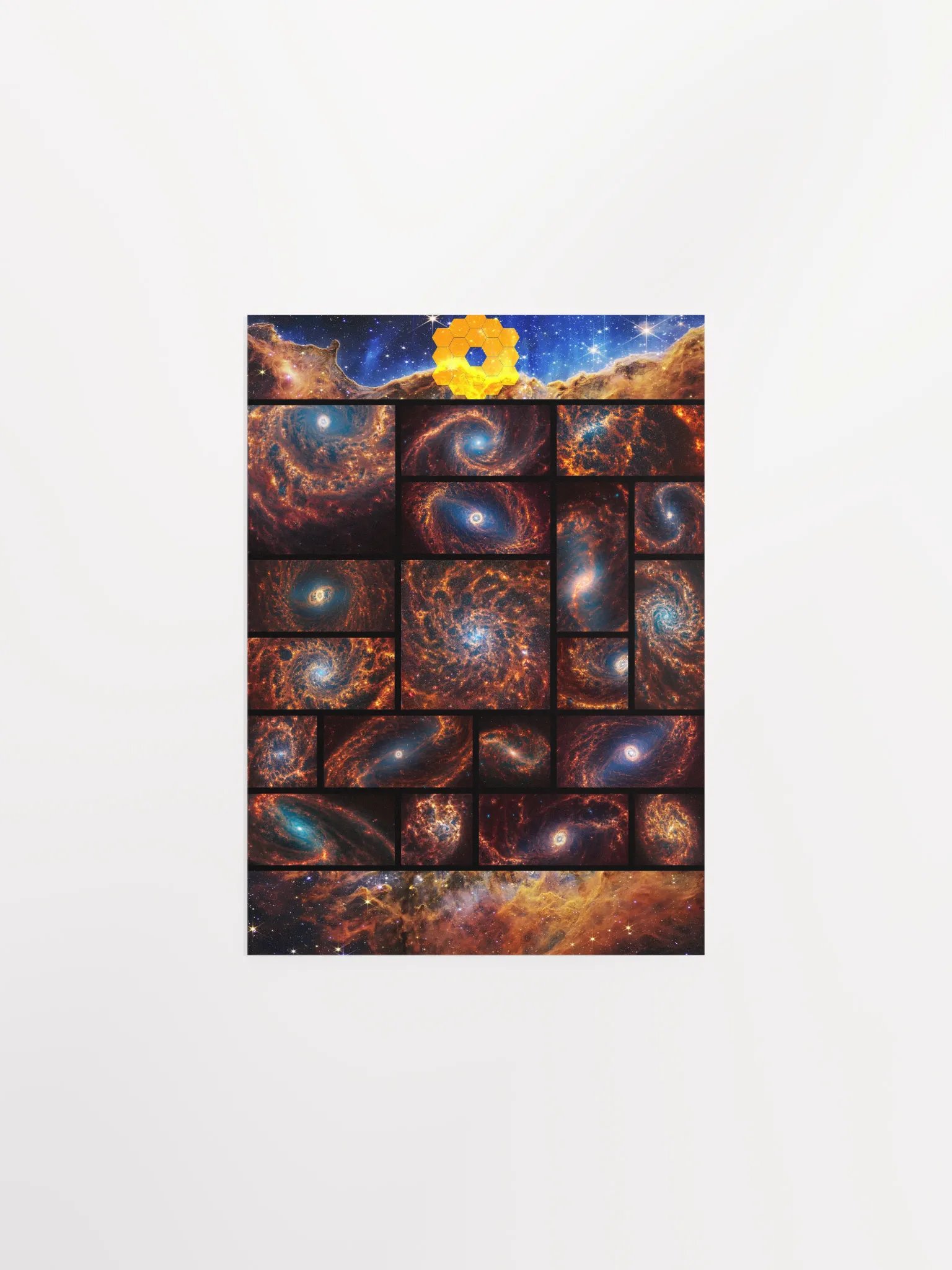 19 Spiral Galaxies + Cosmic Cliffs, Carina Nebula (James Webb/JWST) — space poster product image (7)