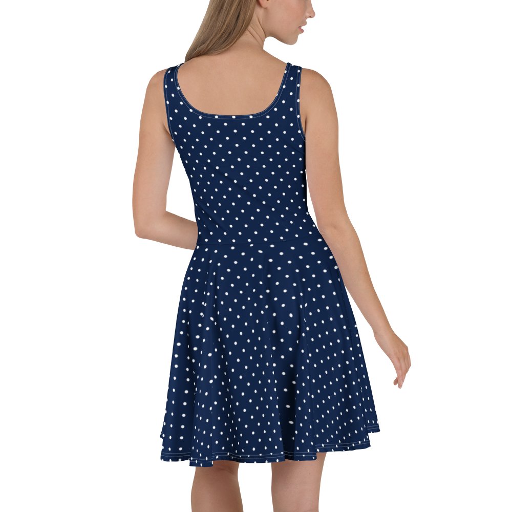 Navy Polka Dot Sleeveless Skater Dress product image (4)