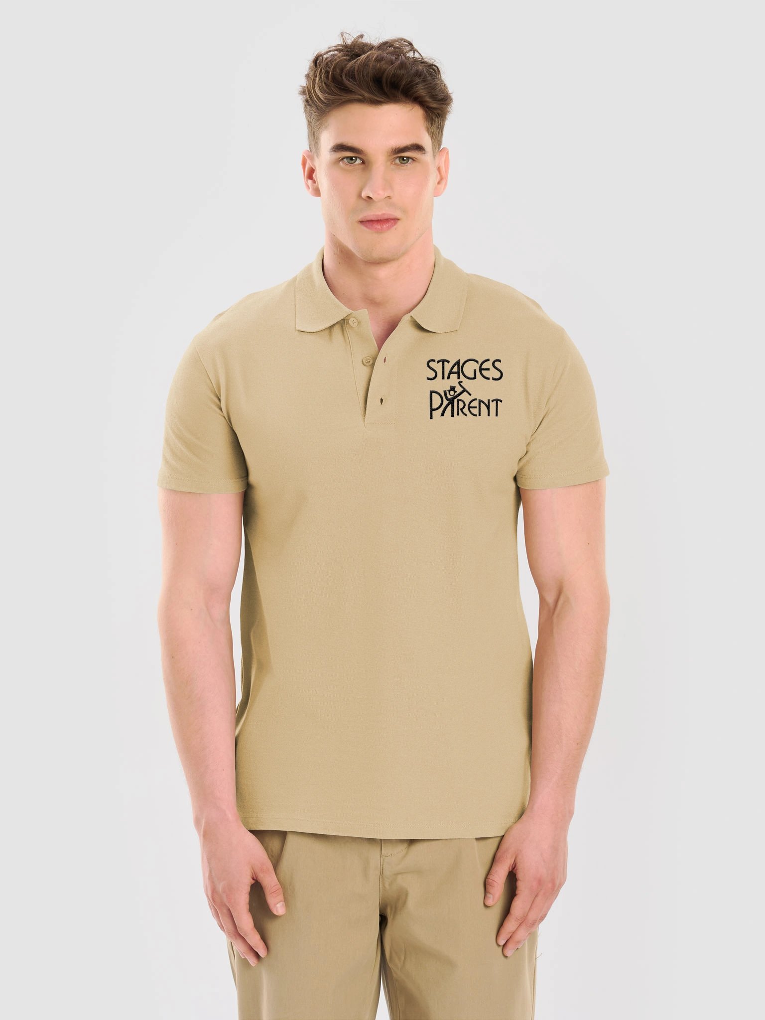 Unisex Light Polo Shirt - Black Embroidered "Stages Parent" product image (25)