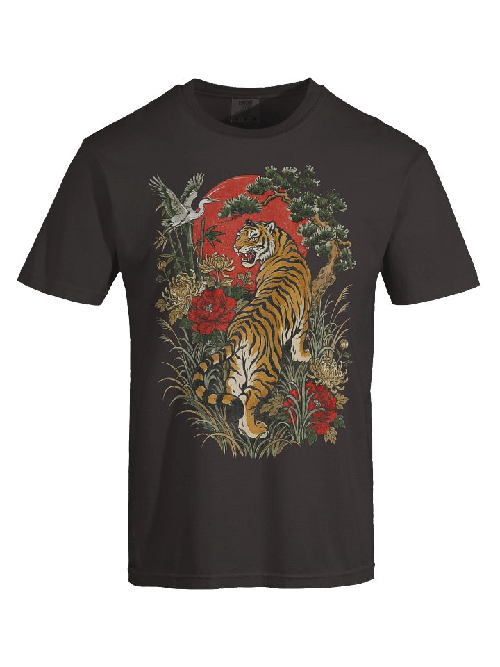 Tiger Graphic Tee, Comfort Colors Japanese Art T-Shirt, Floral Tiger Shirt, Vintage Animal Tee, Unisex product image (12)