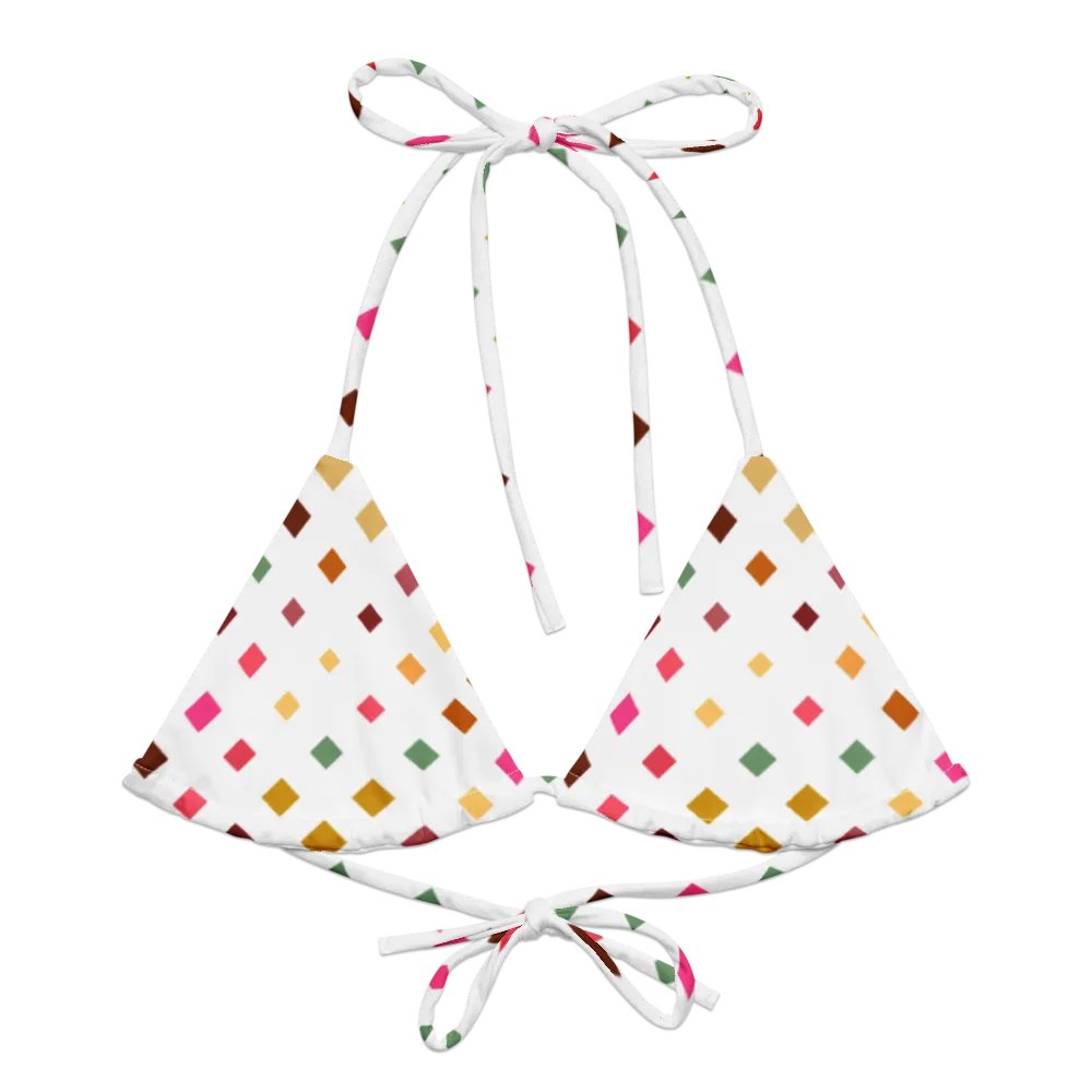 Colorful Square Pattern Design String Bikini Top - v6 product image (4)