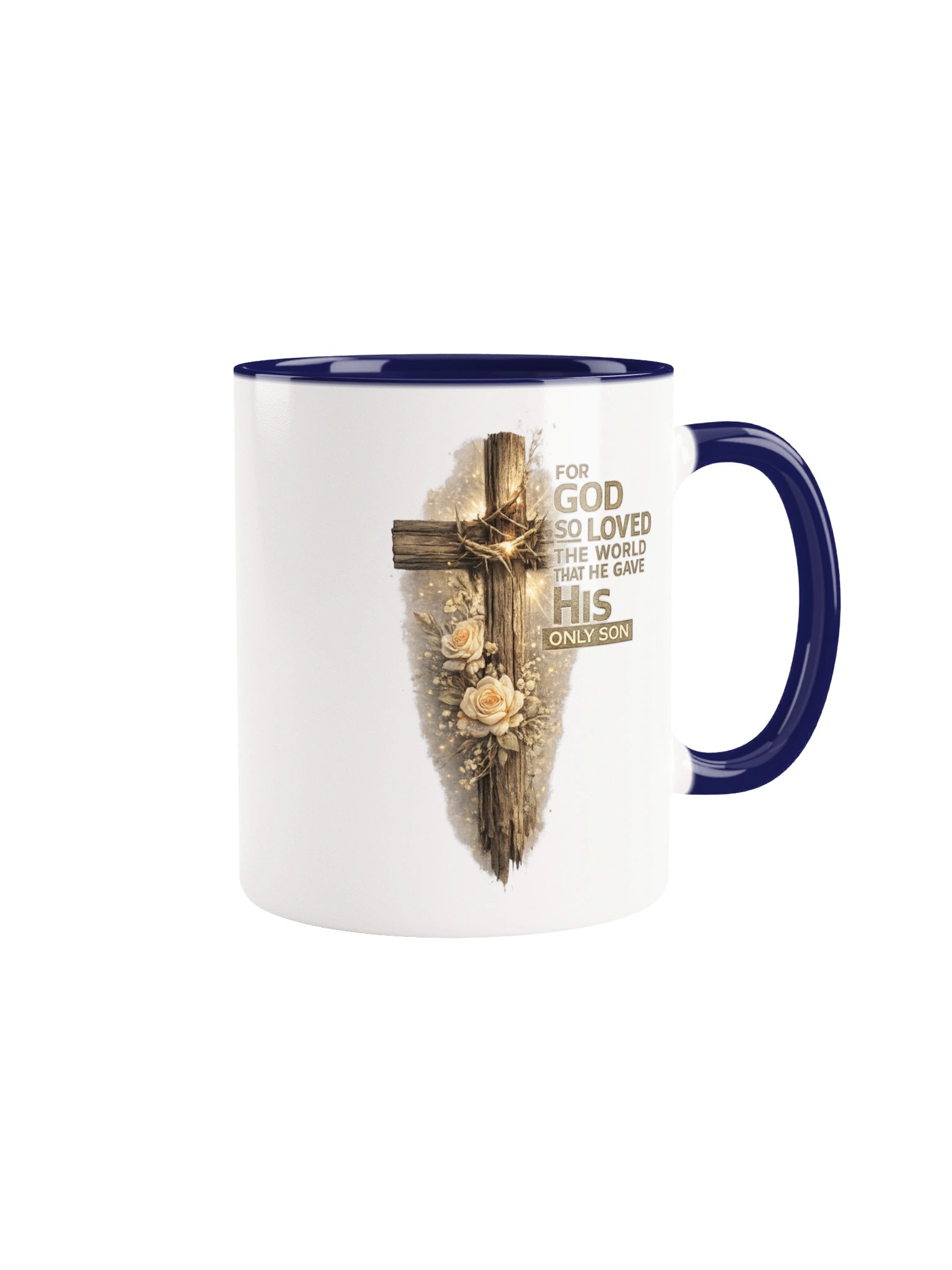 For God So Loved the World That He Gave His Only Son Christian Coffee Mug | John 3:16 Wooden Cross Scripture Mug | Kingdom Life Co. product image (2)