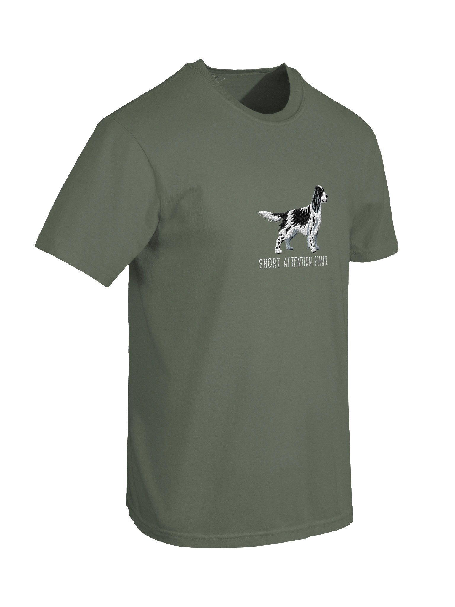 Short Attention Spaniel T-Shirt(Embroidered) of a Springer Spaniel(Black & White) product image (11)