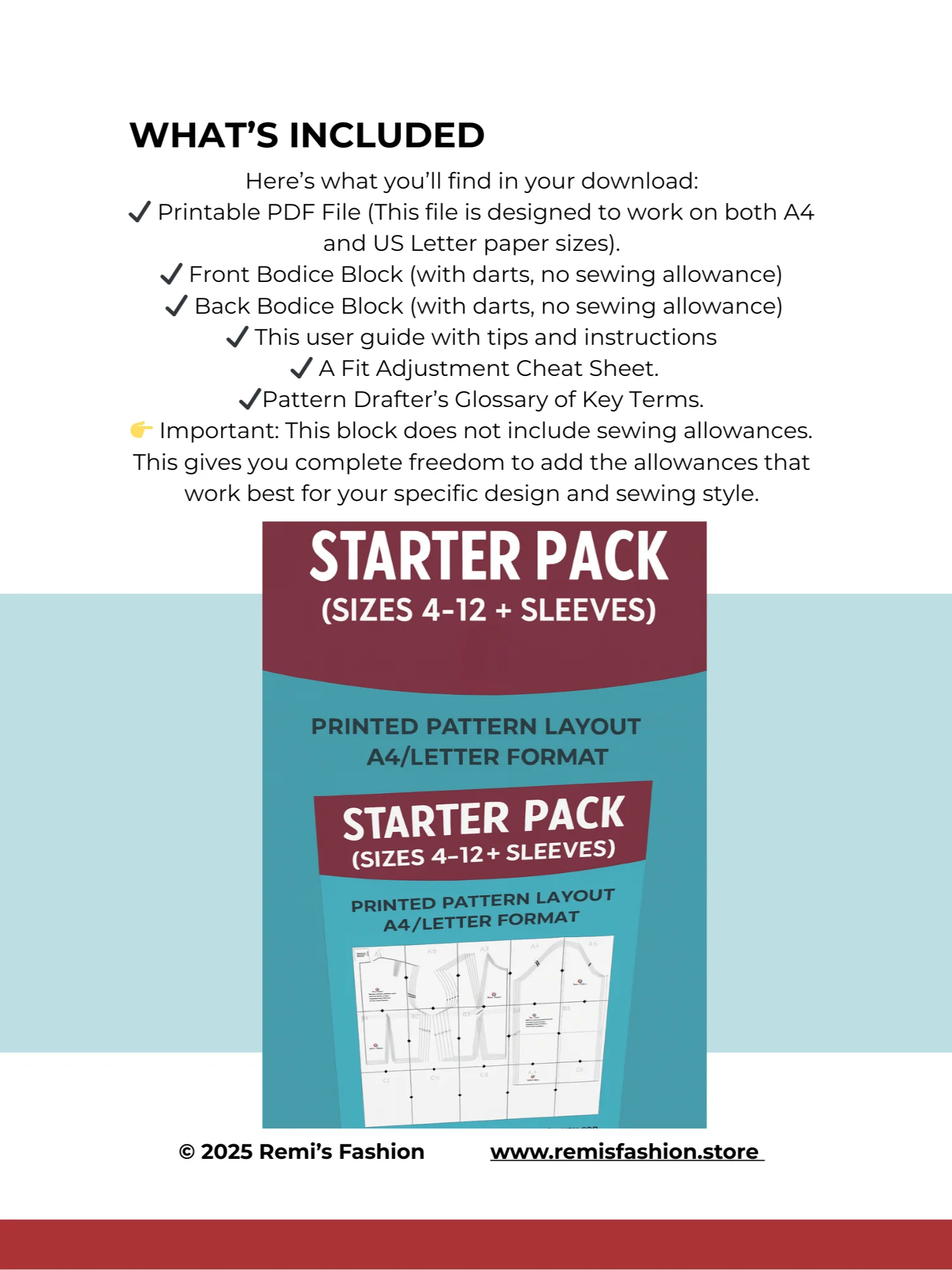 Bodice Block Sewing Pattern Starter Pack PDF (UK Sizes 4-12) product image (1)