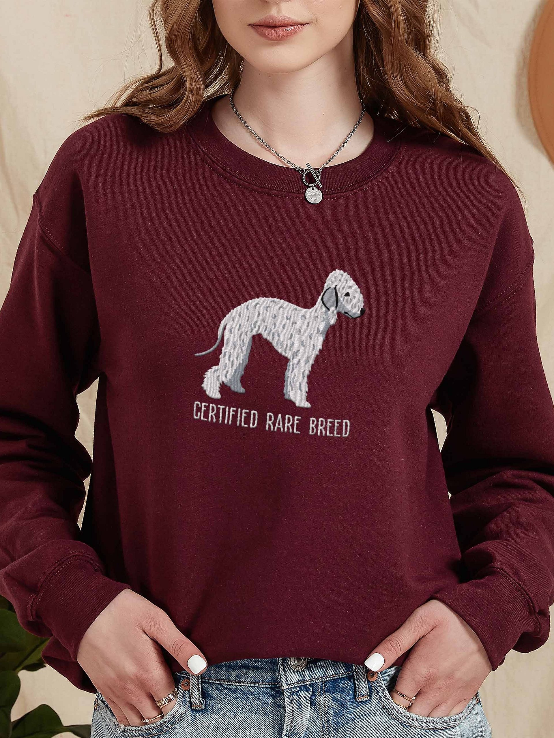 Certified Rare Breed Sweatshirt (Embroidered) of a Bedlington Terrier(White) product image (2)