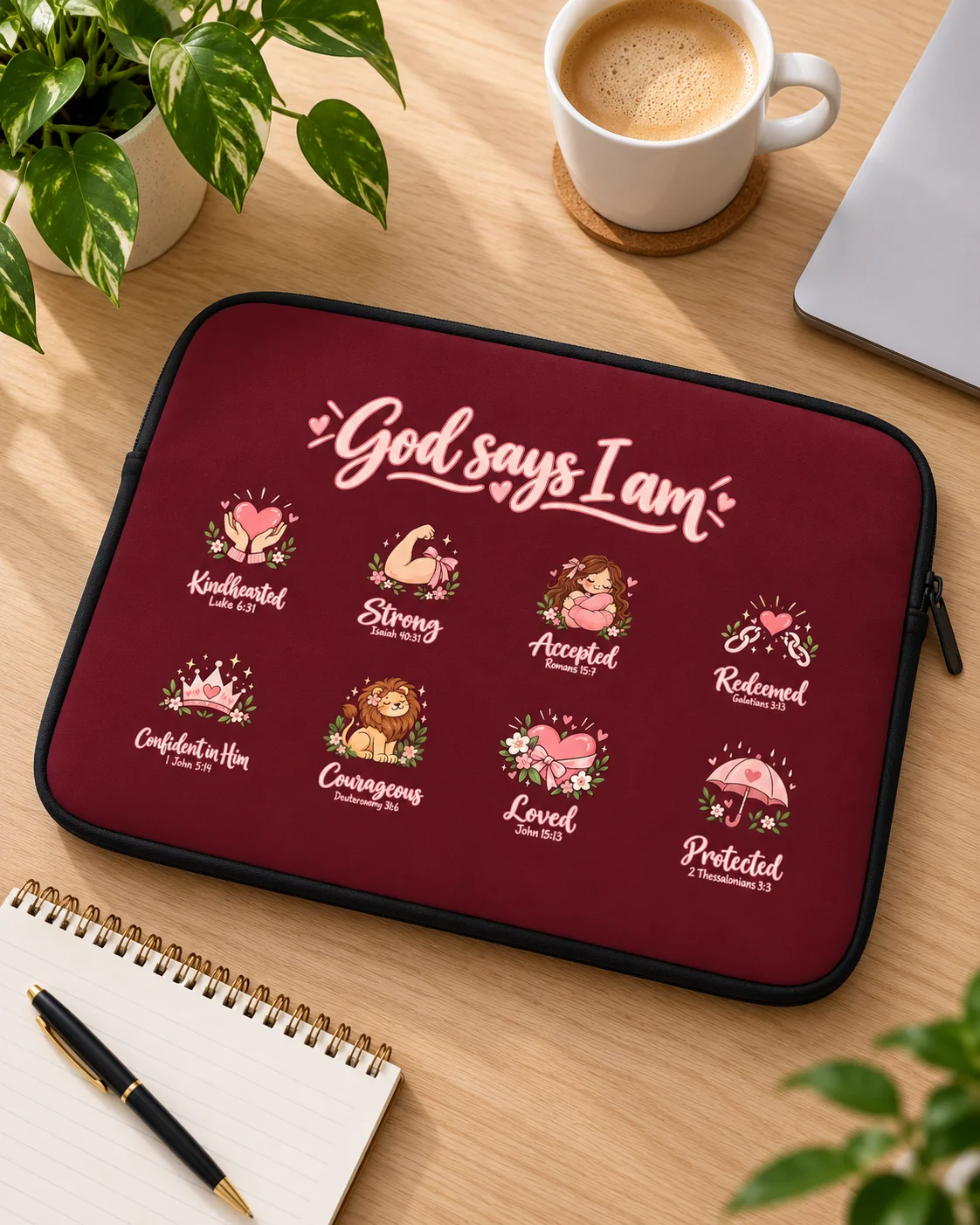 God Says I Am Christian Laptop Sleeve – Inspirational Bible Verse Design, 14-Inch Laptop Case product image (8)
