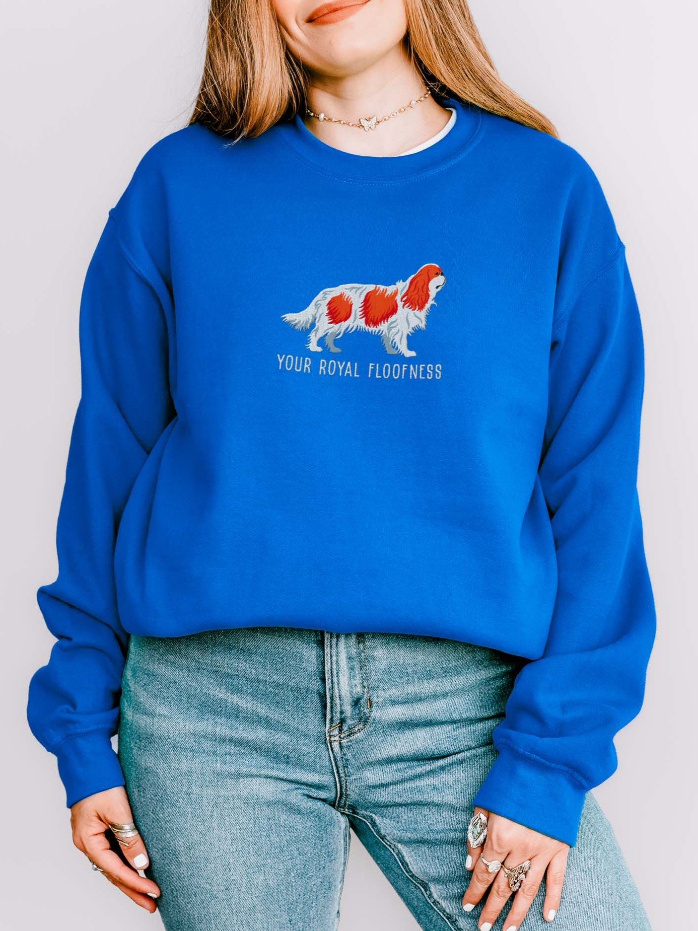 Your Royal Floofness Sweatshirt (Embroidered) of a King Charles Spaniel(Blenheim) product image (2)
