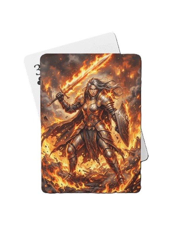 Flame-Wielder Warrior Premium Playing Cards - Fantasy Gaming Deck product image (1)