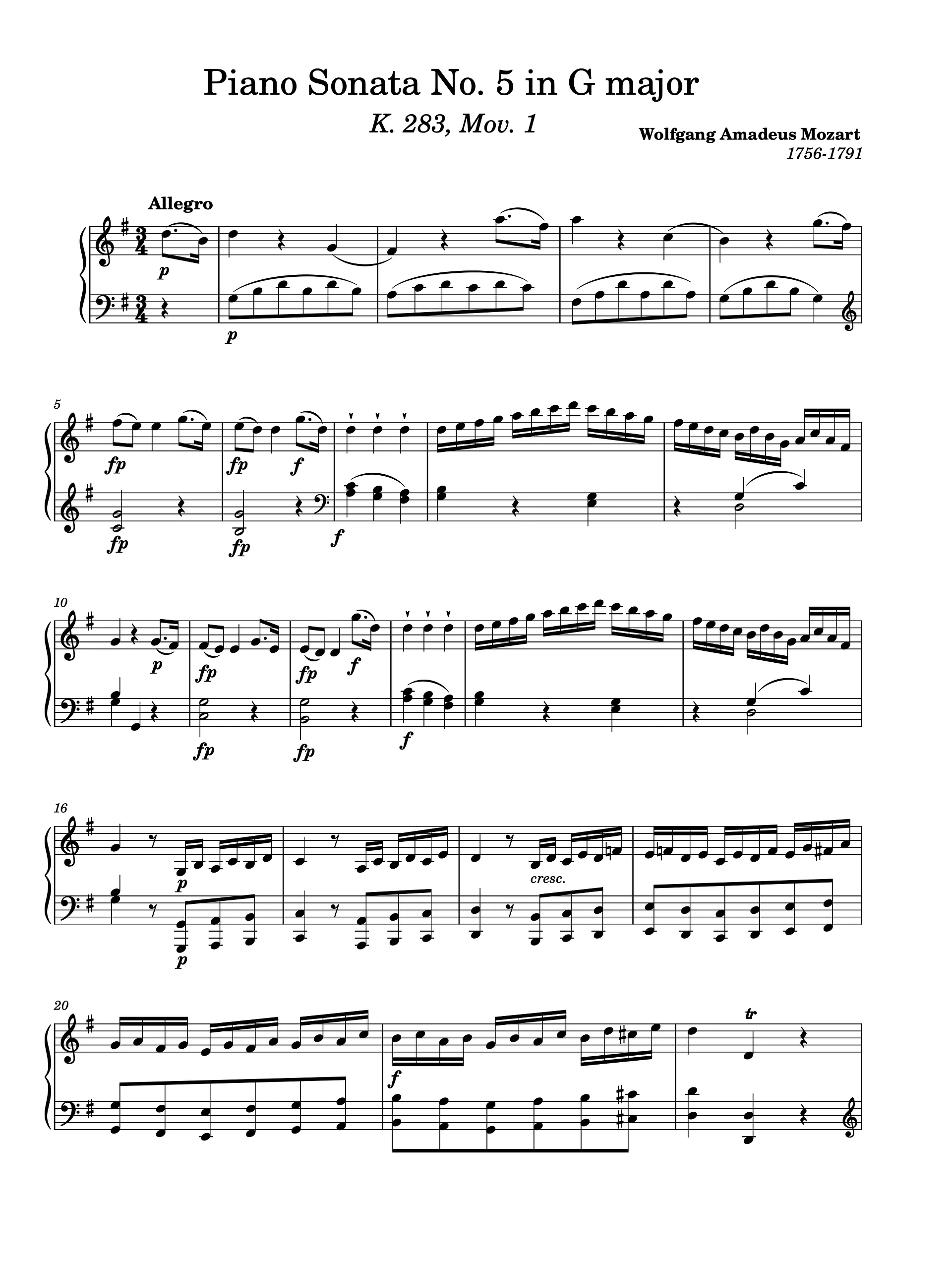 Piano Sonata No. 5 in G Major, K. 283: I. Allegro product image (1)