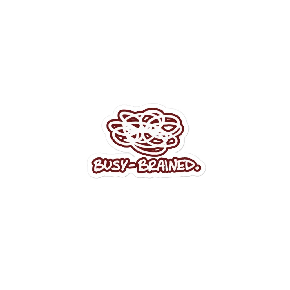 BUSY-BRAINED (lined design, #6D1616) magnet product image (1)