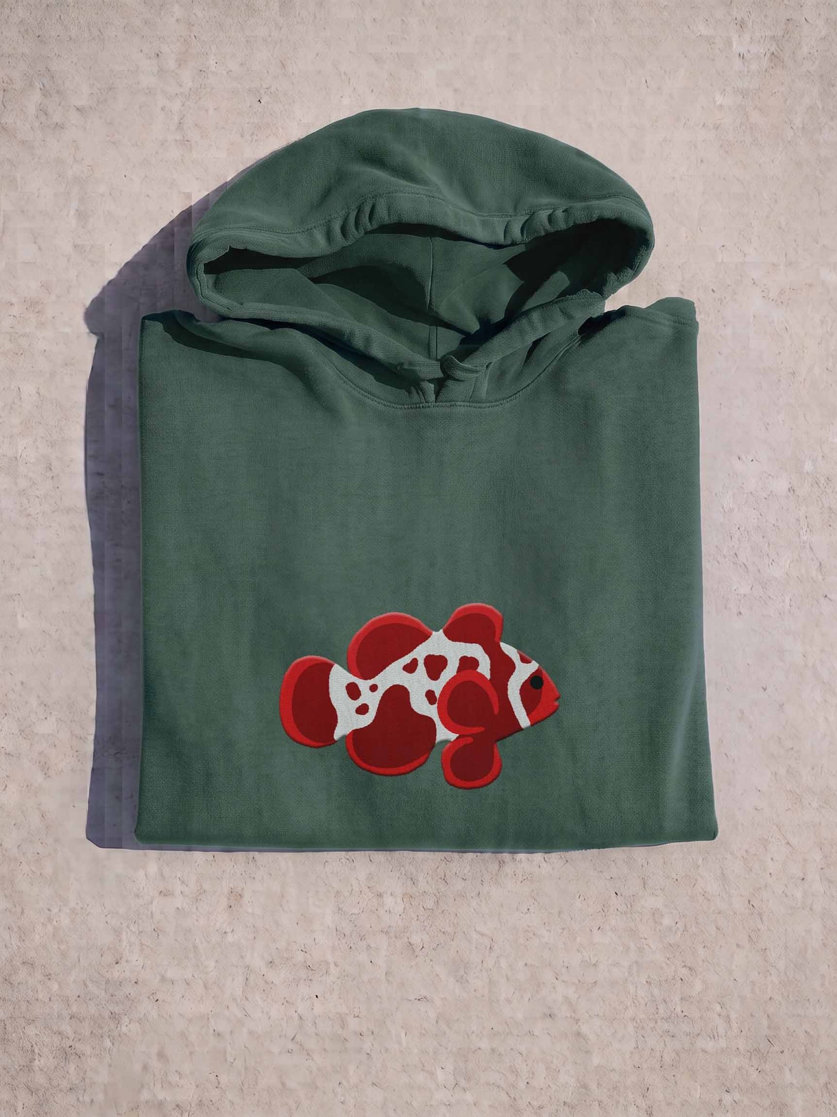 Lightning Maroon Clownfish Embroidered Hoodie | Saltwater Reef Aquarium Fish & Ocean Lover Apparel product image (1)