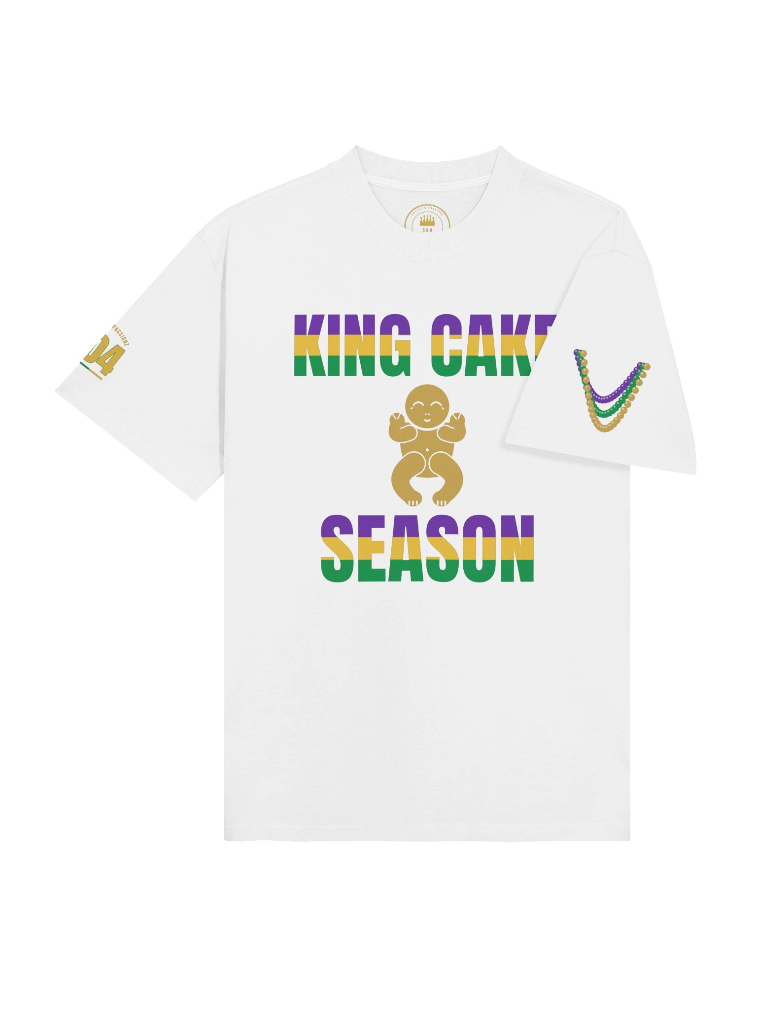 MARDI GRAS MMXXVII — King Cake Season · Tee · Faded White product image (4)