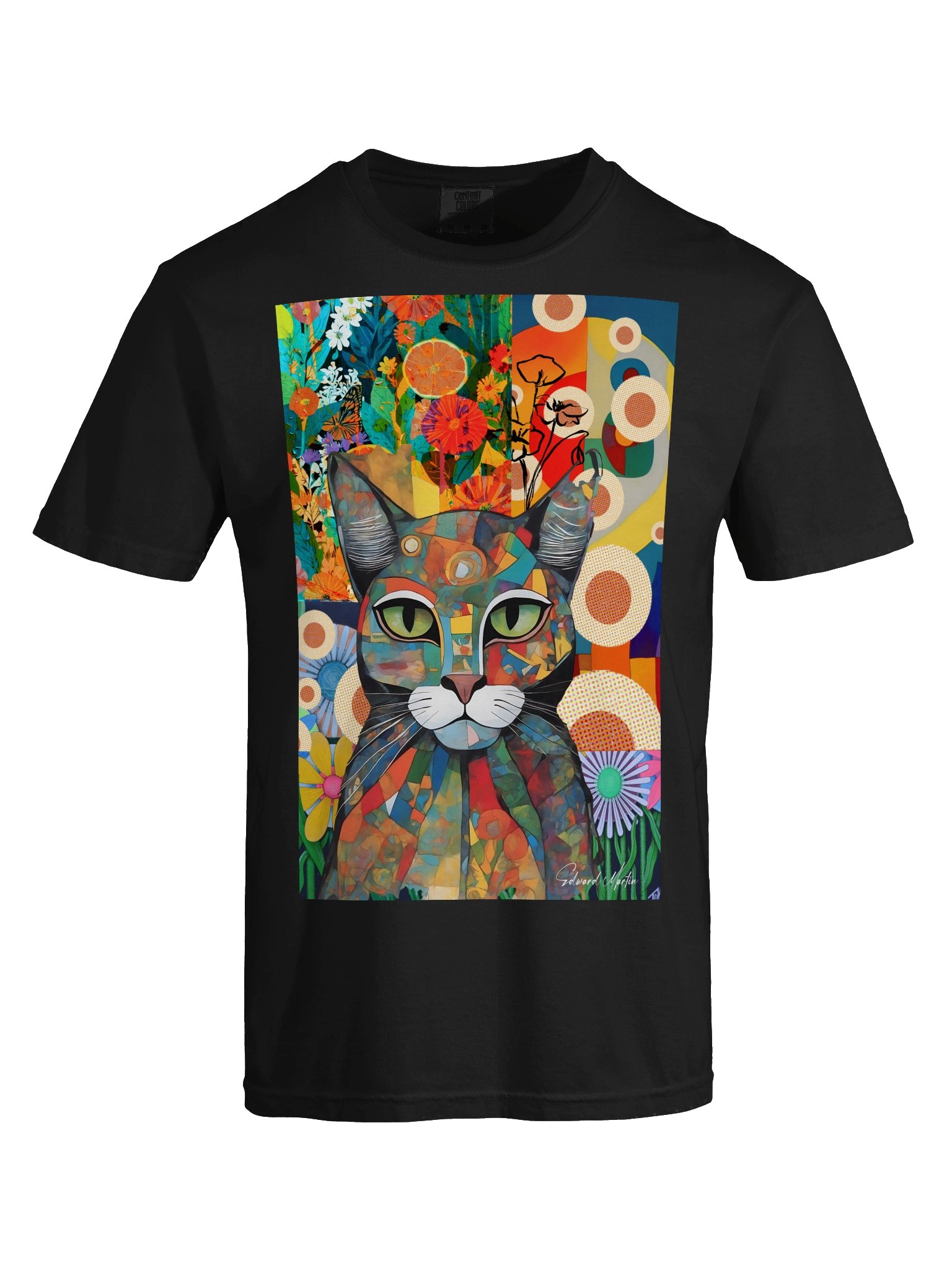 Colorful Mosaic Cat Art Tee by Edward Martin product image (9)