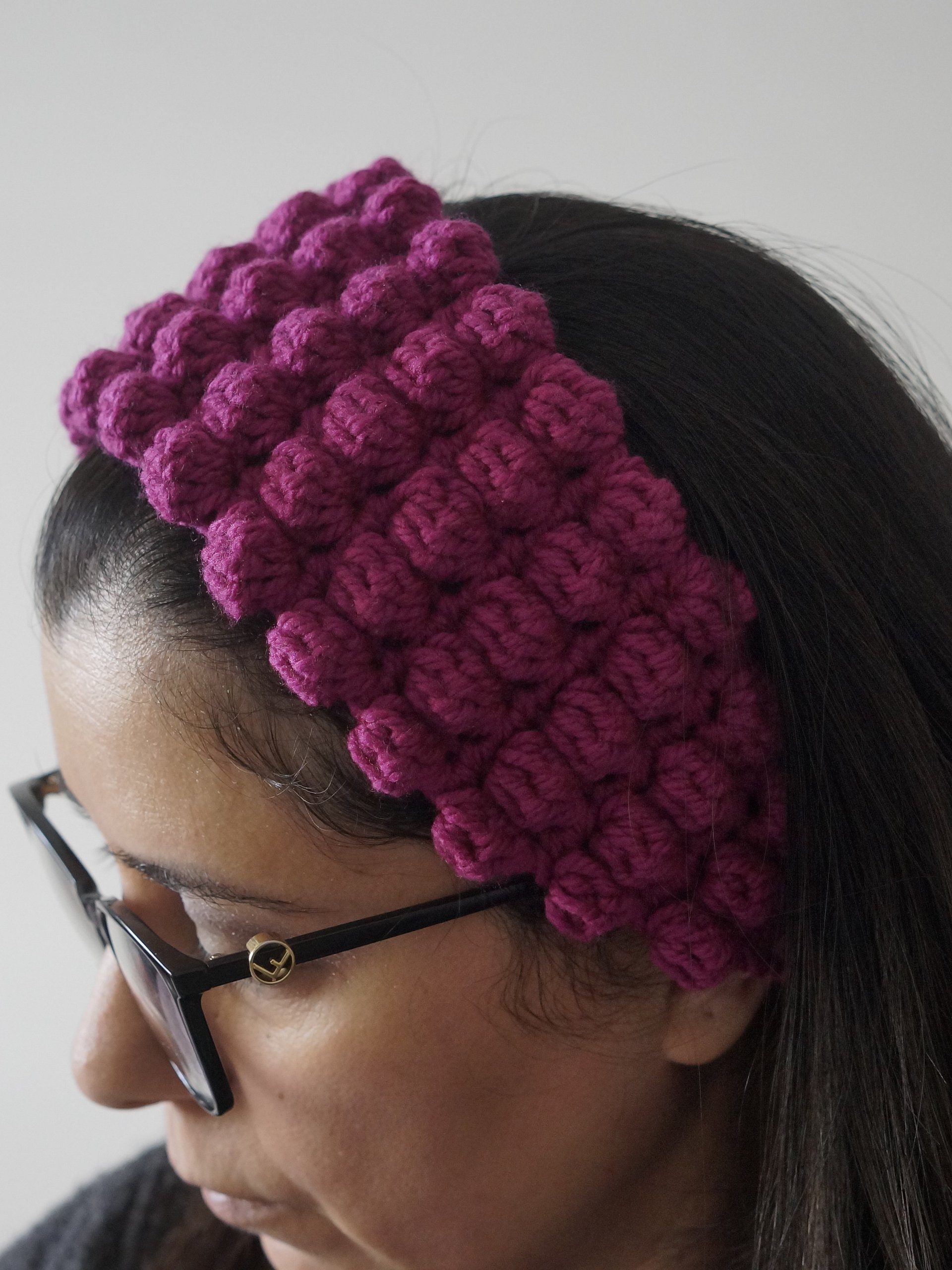 Bobble stitch headband crochet pattern product image (3)