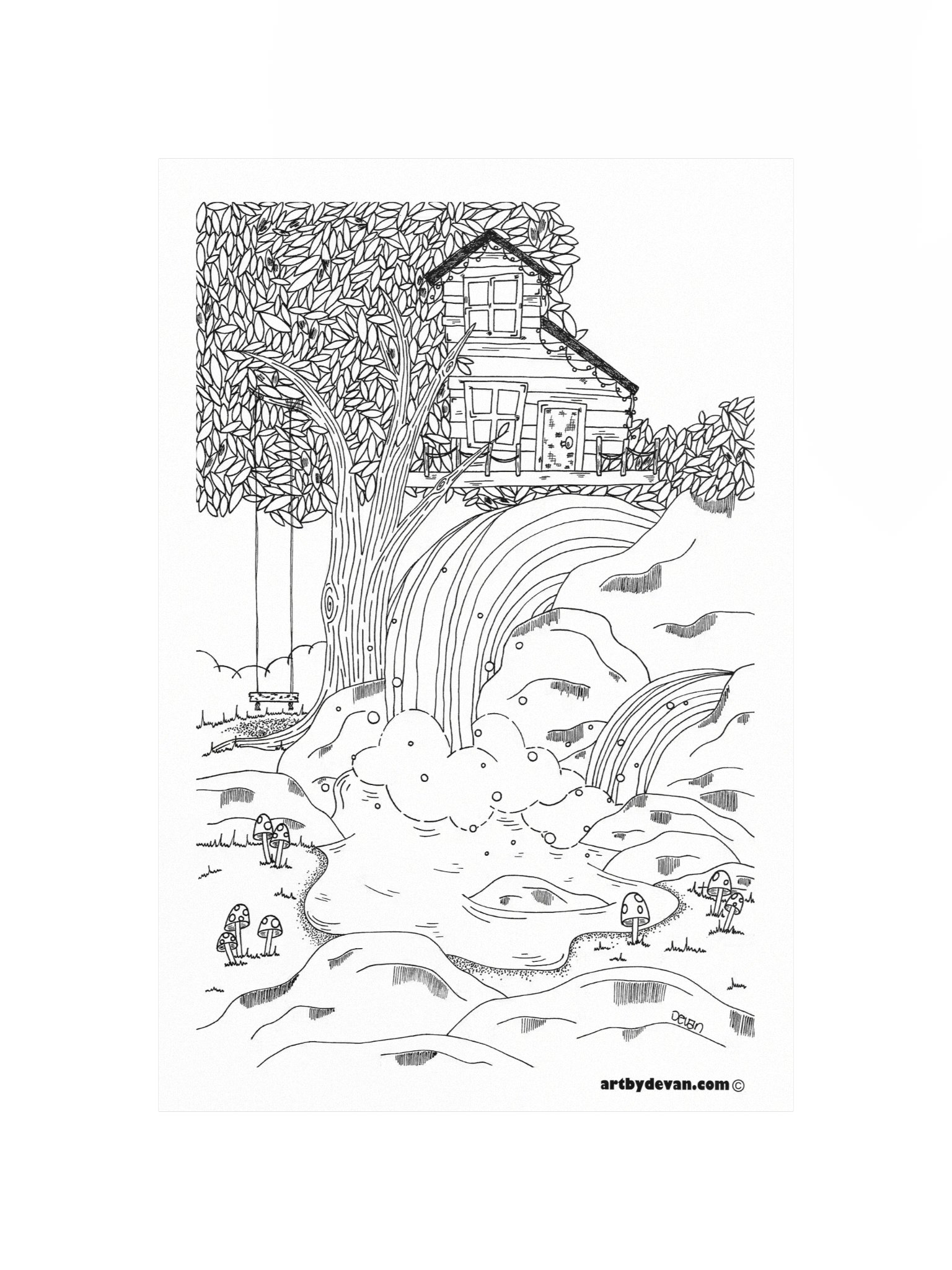Color Your Own Art: Treehouse Waterfall product image (4)