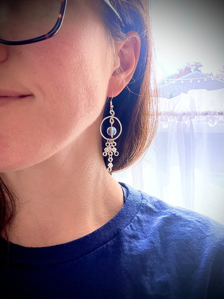 MFD-00257 | Mermaid Looking Glass | Chandelier Earrings | Sterling Silver Hooks | Handmade Jewelry by Monique Faella Designs™ product image (2)