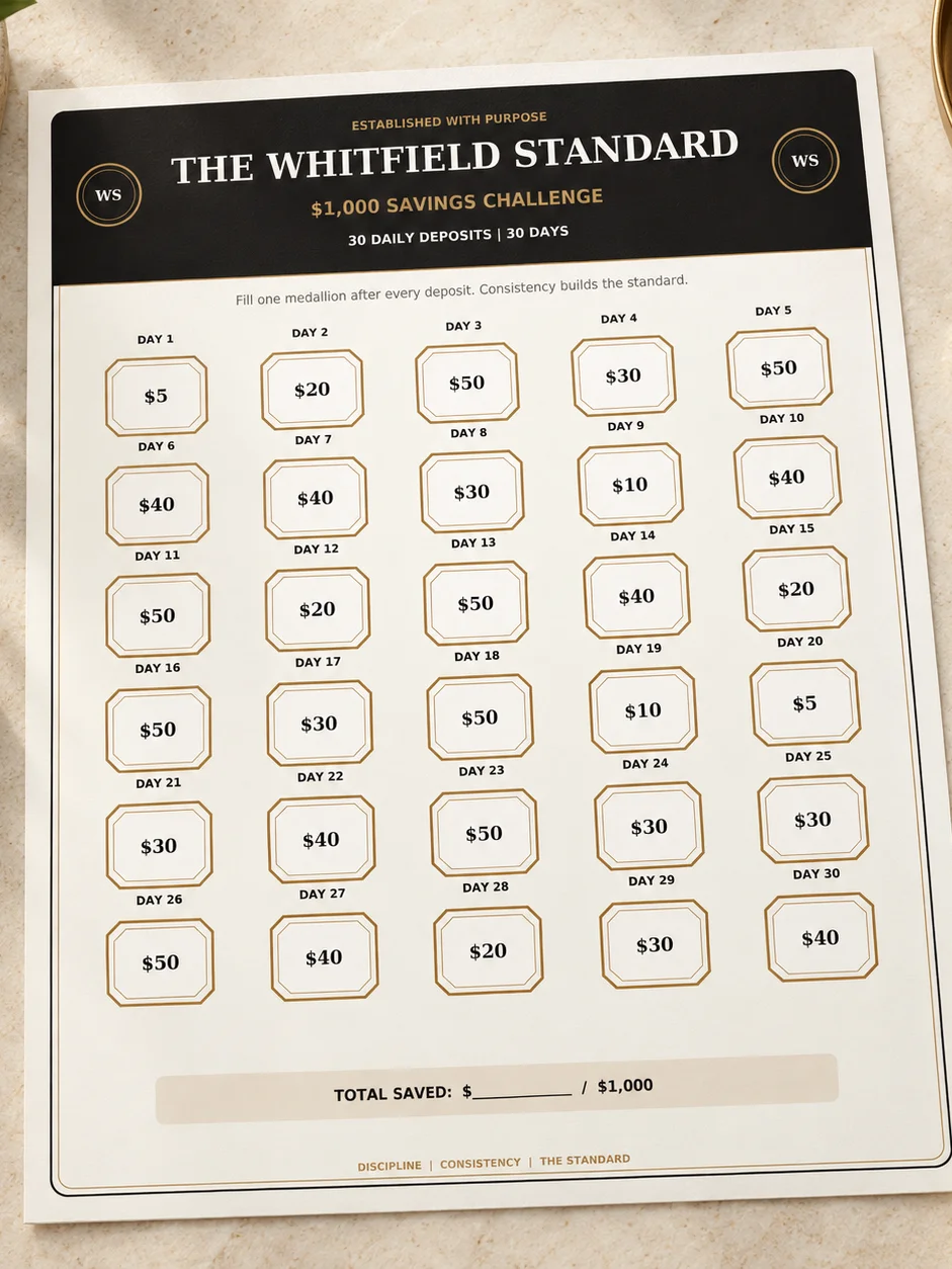 The Whitfield Standard $1,000 Savings Challenge: 30-Day Edition product image (1)