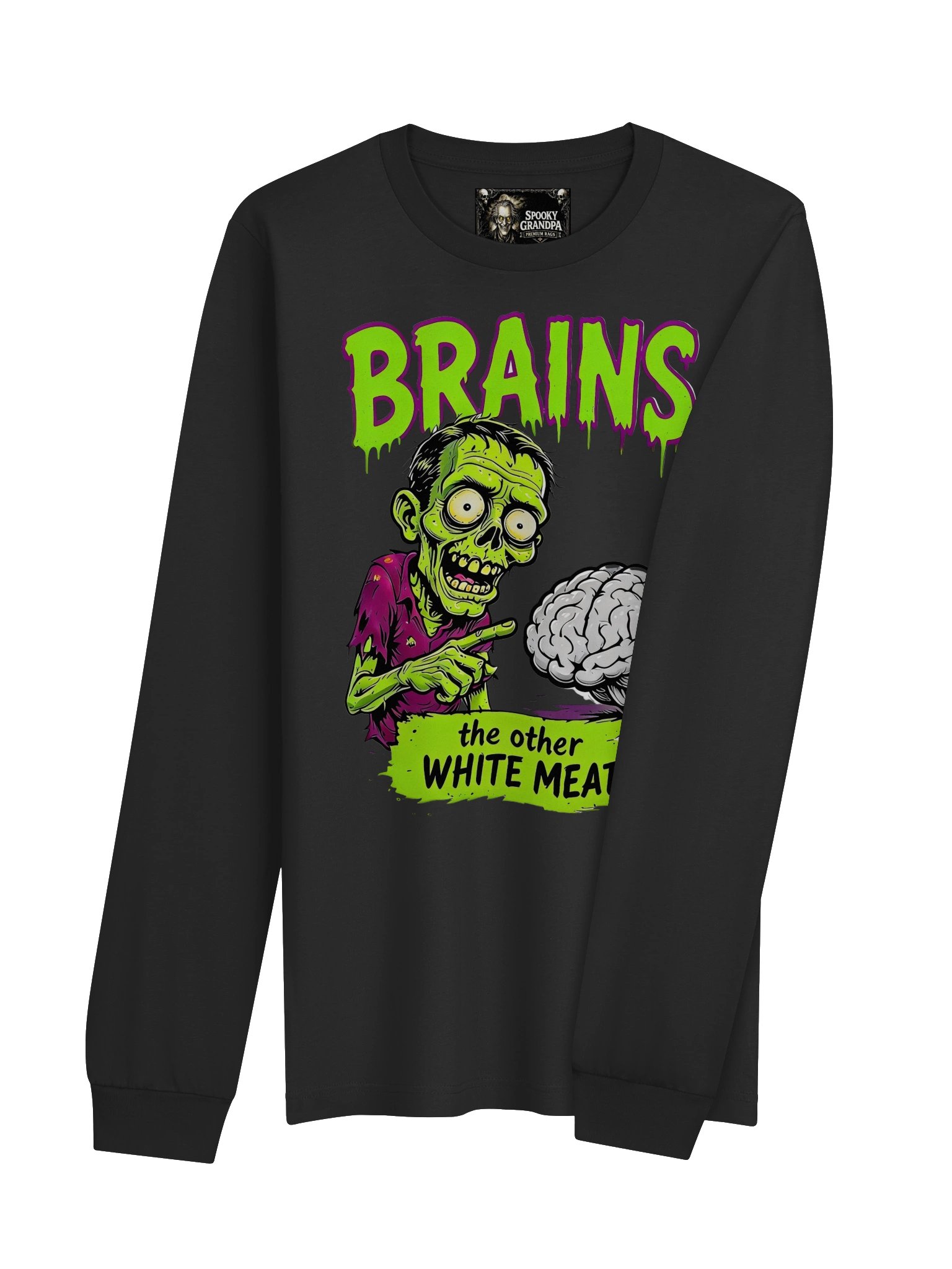 Brains: The Other White Meat - Cartoon Edition – Long Sleeve Shirt product image (8)